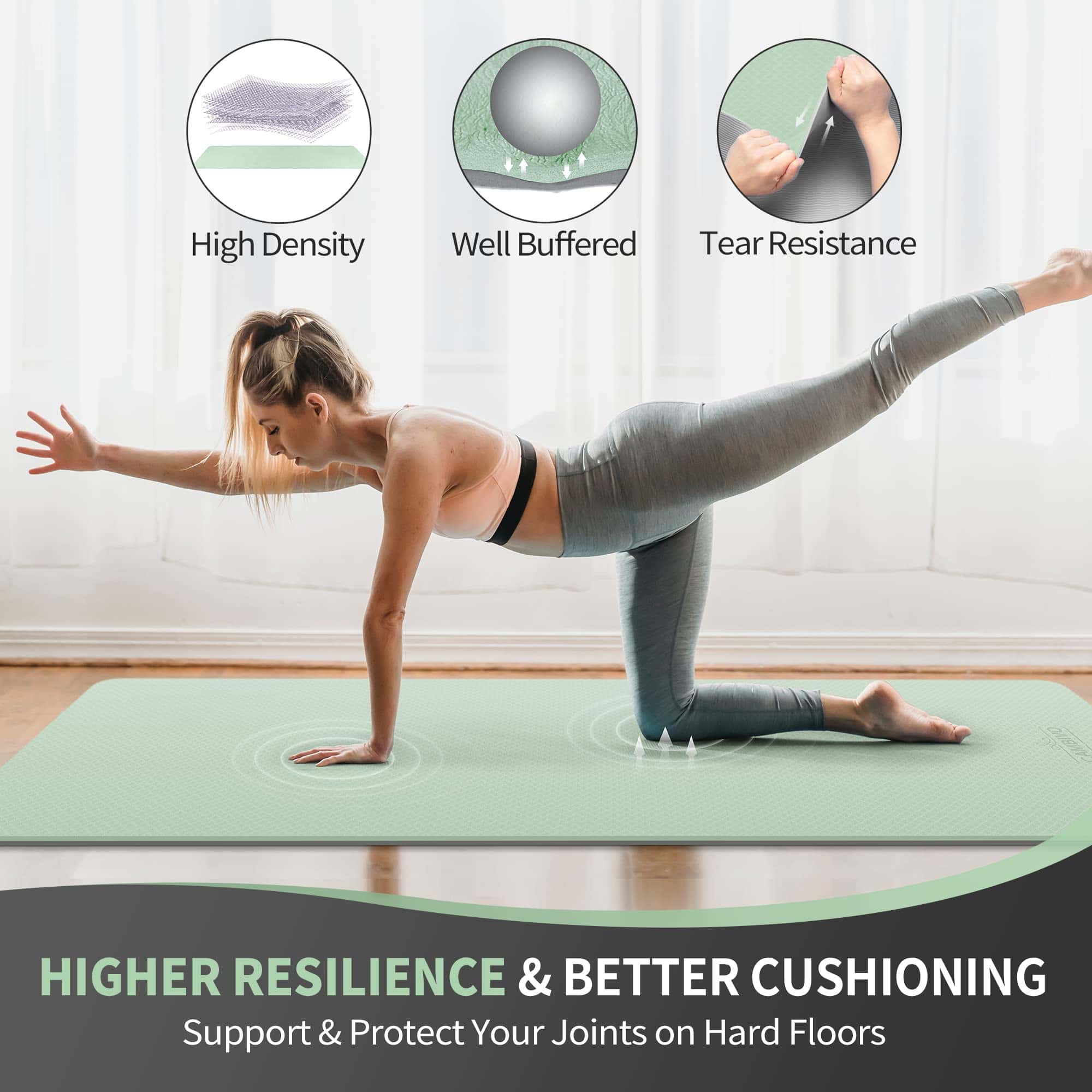 Tapete de Yoga Extra Ancho CAMBIVO para -Verde Menta - Imagen 5