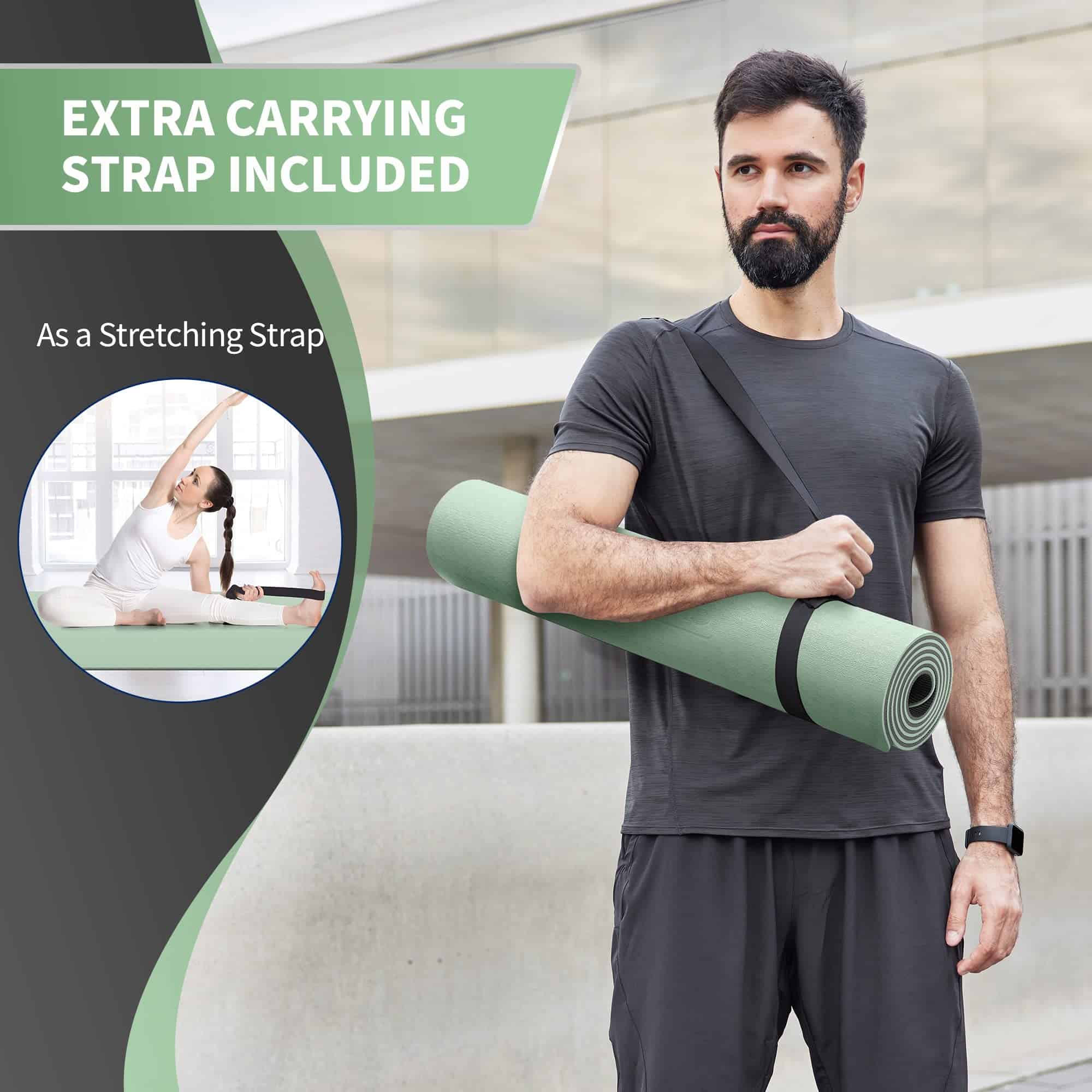 Tapete de Yoga Extra Ancho CAMBIVO para -Verde Menta - Imagen 8