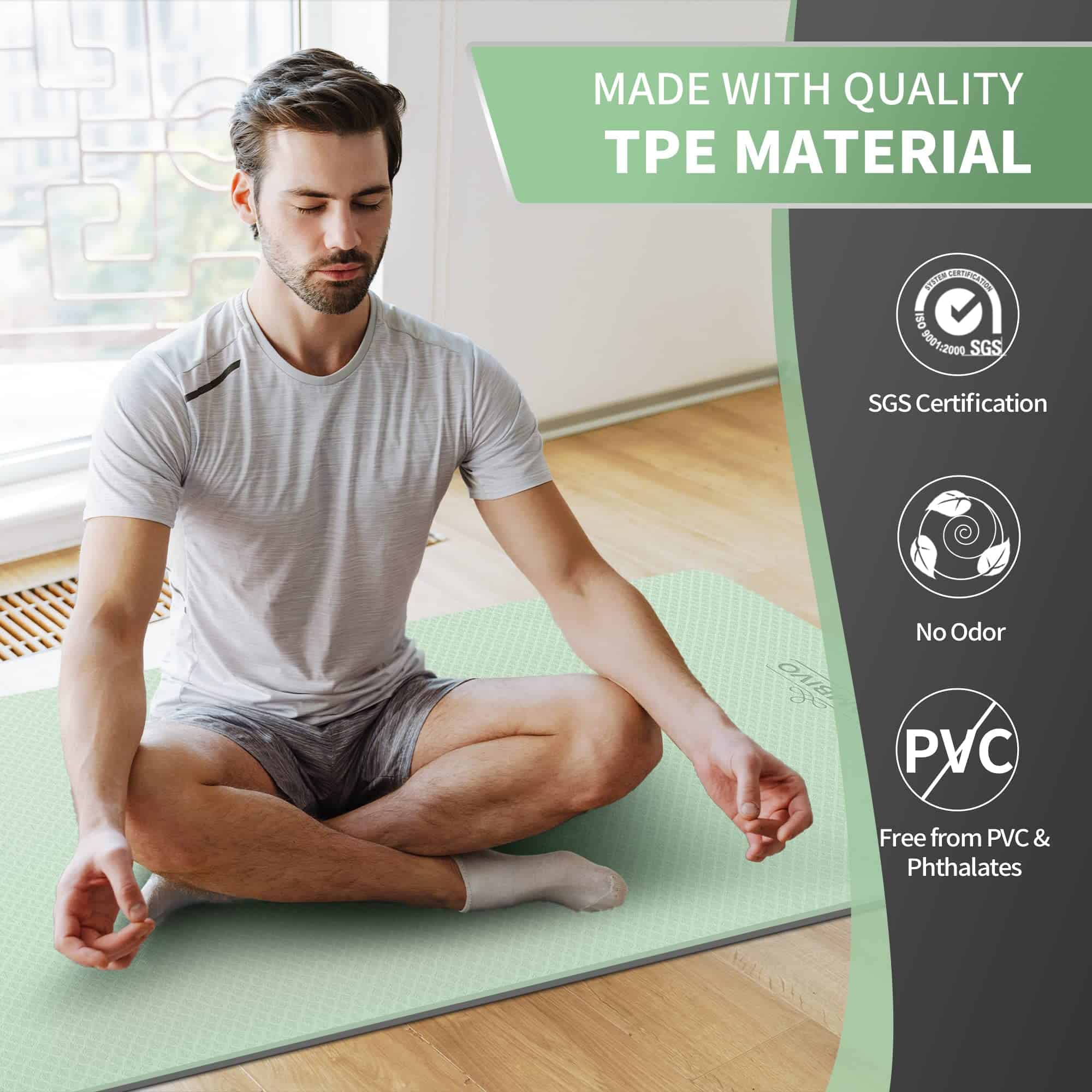 Tapete de Yoga Extra Ancho CAMBIVO para -Verde Menta - Imagen 6