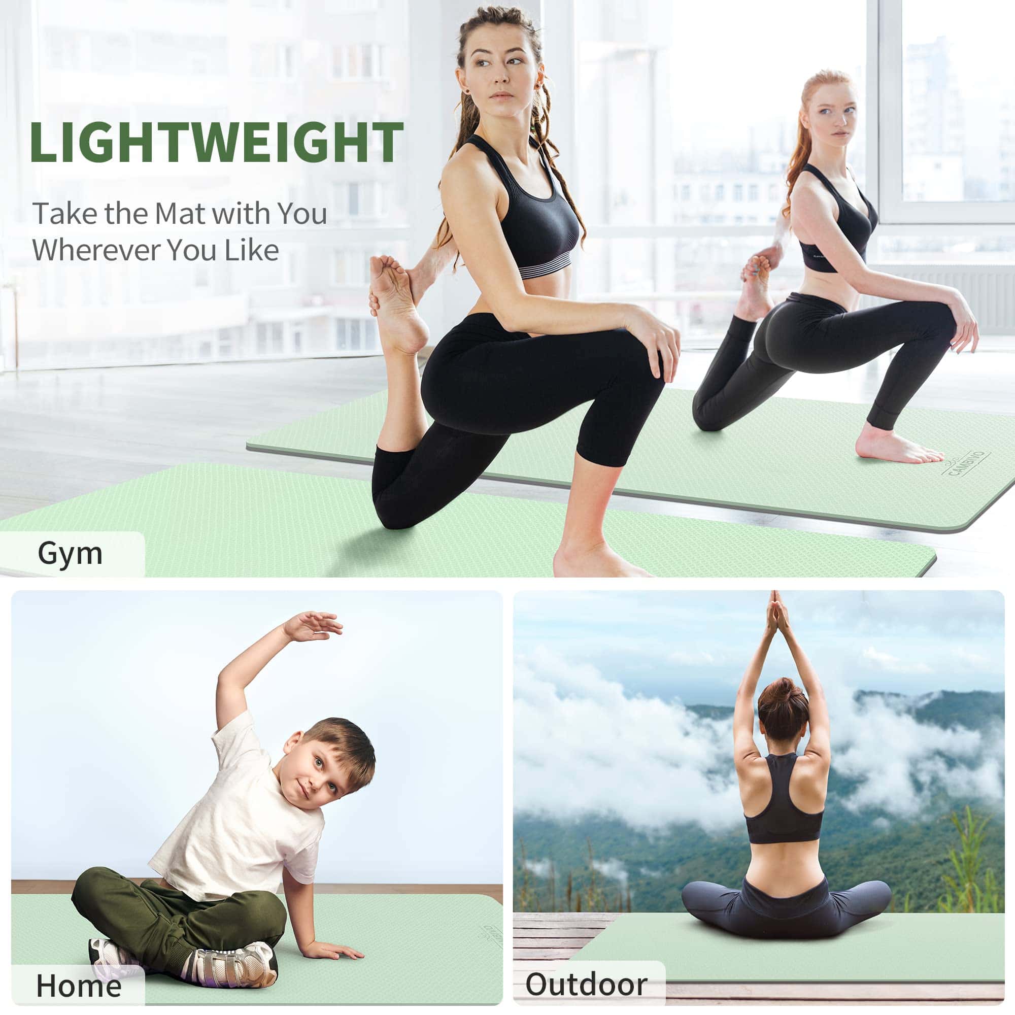 Tapete de Yoga Extra Ancho CAMBIVO para -Verde Menta - Imagen 7