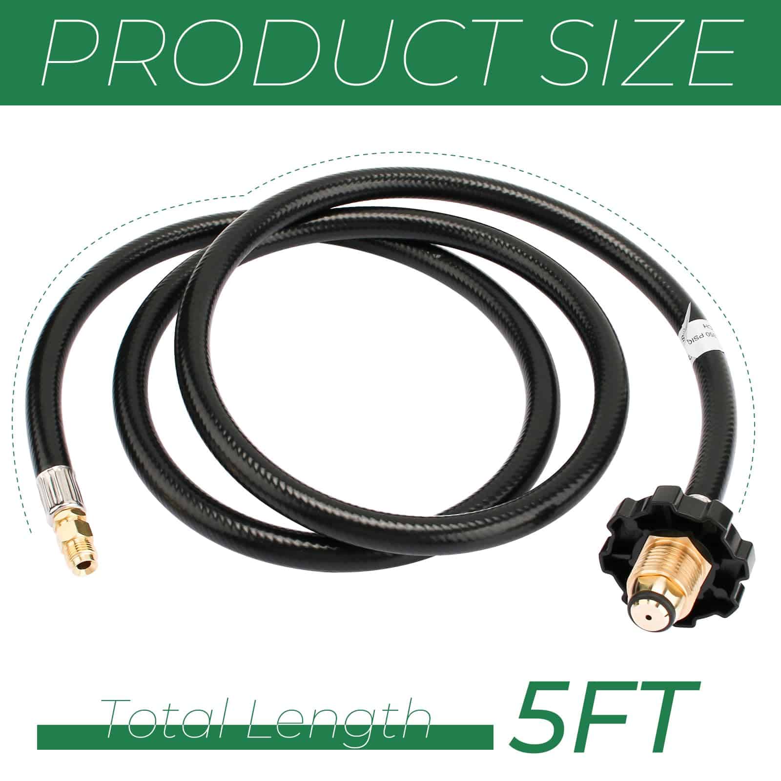 Manguera de Propano para RV SyunsXoon de 5 pies, POL x 1/4" - Imagen 3