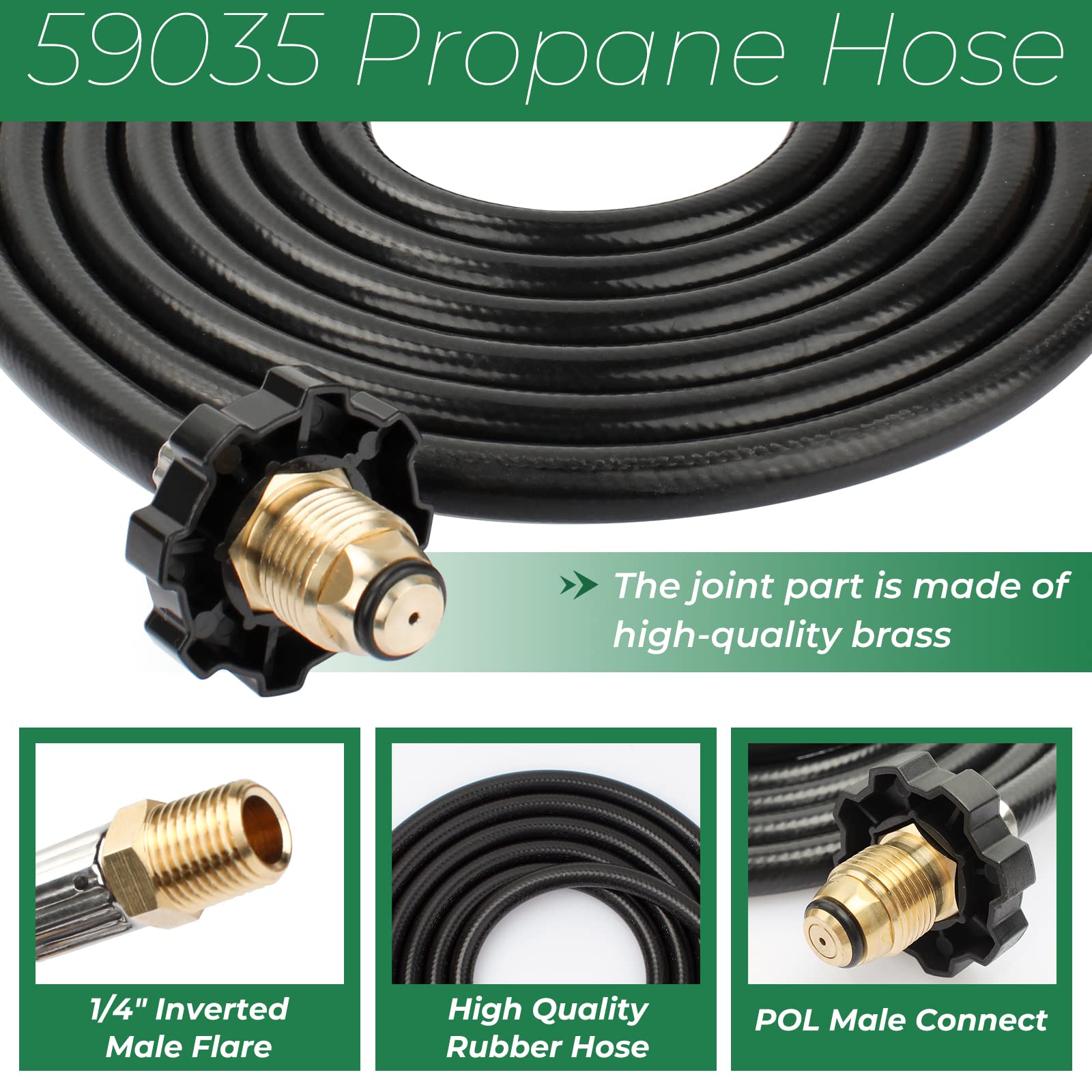 Manguera de Propano para RV SyunsXoon de 5 pies, POL x 1/4" - Imagen 4