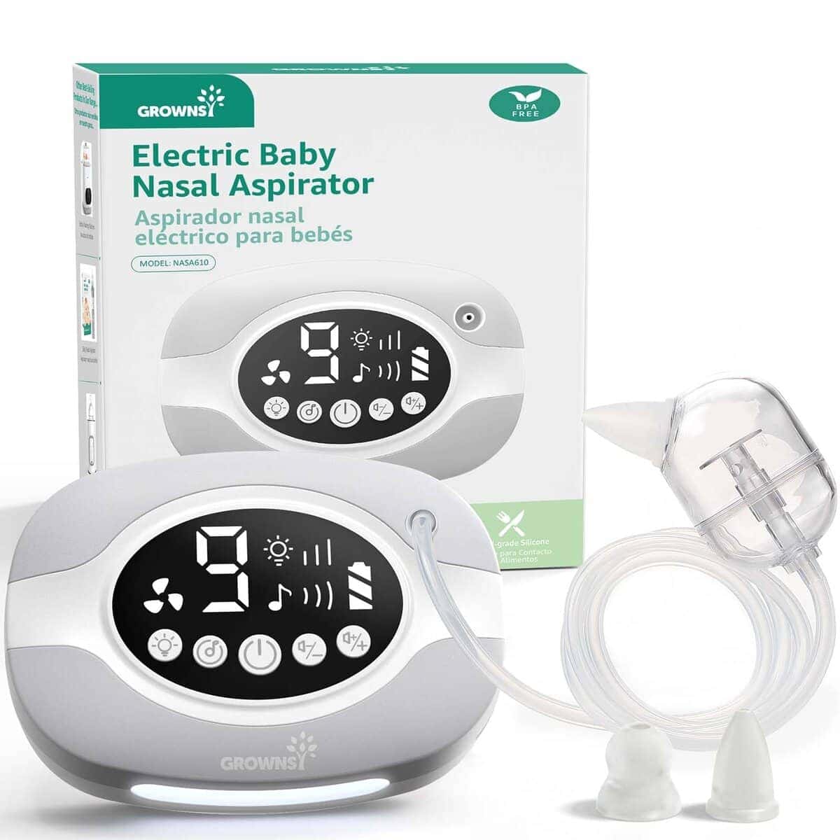 Succionador Nasal Eléctrico GROWNSY para Bebés, Aspirador