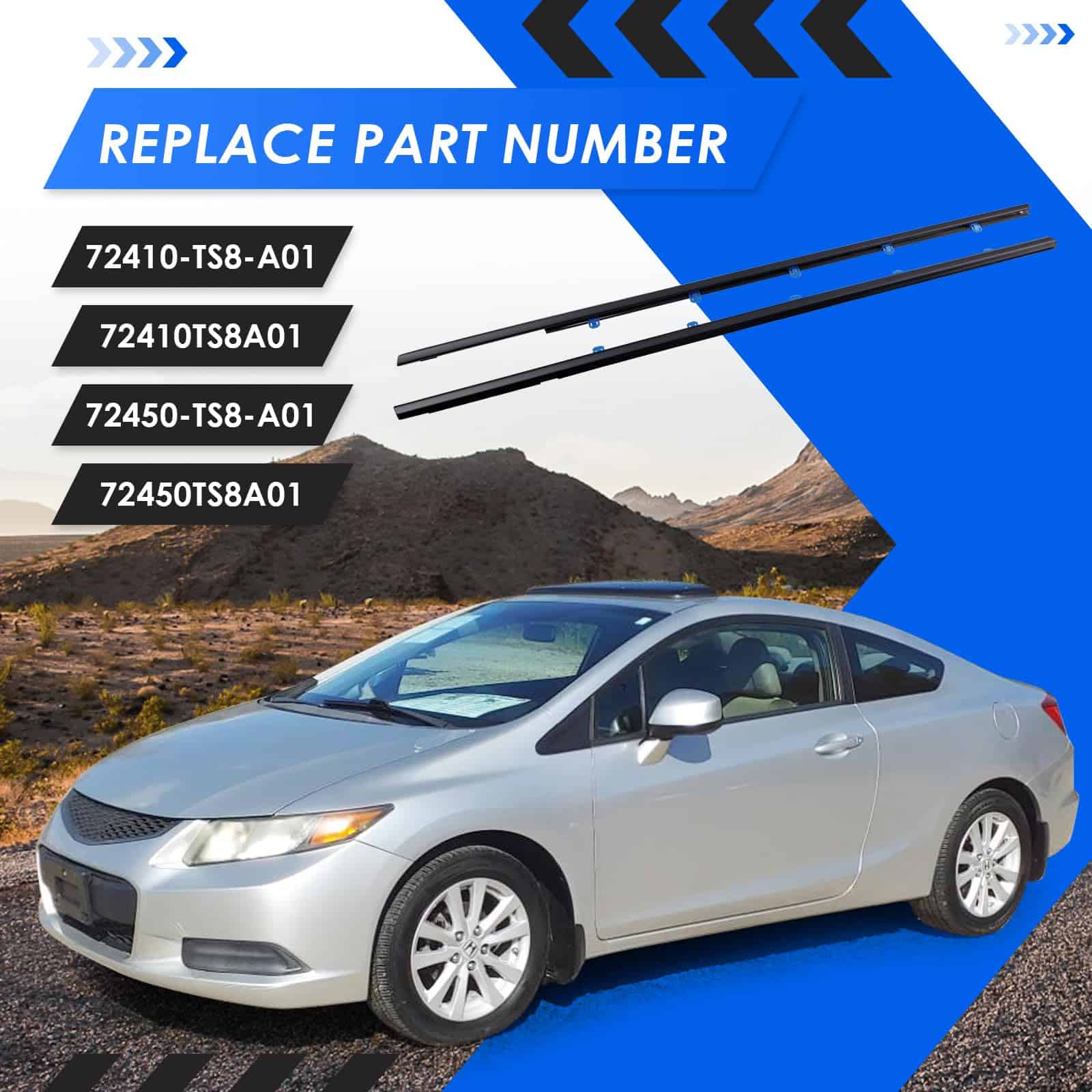 2PCS Weatherstrip Window Moulding Trim Seal Belt Driver & - Imagen 4