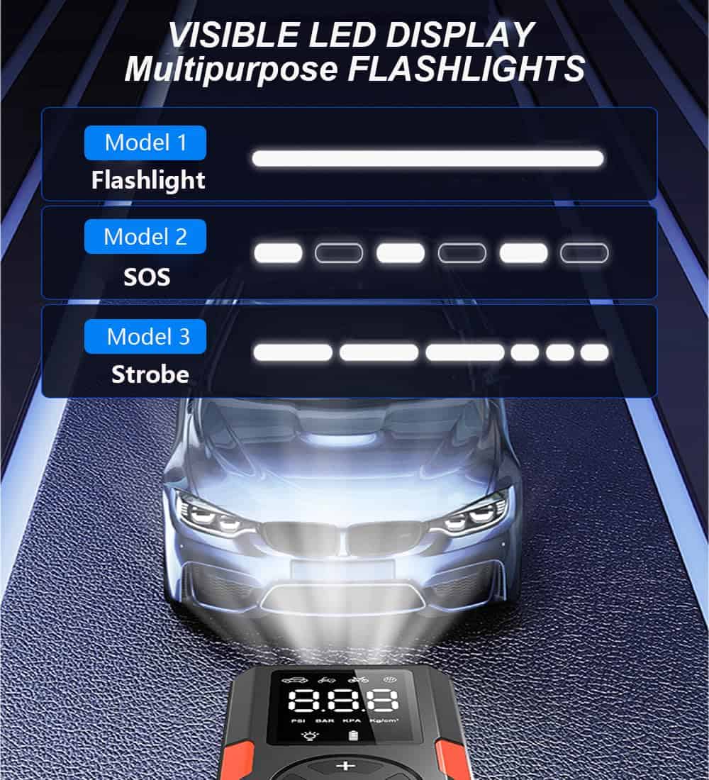 Inflador de neumáticos YACCA, Compresor de aire portátil - Imagen 5