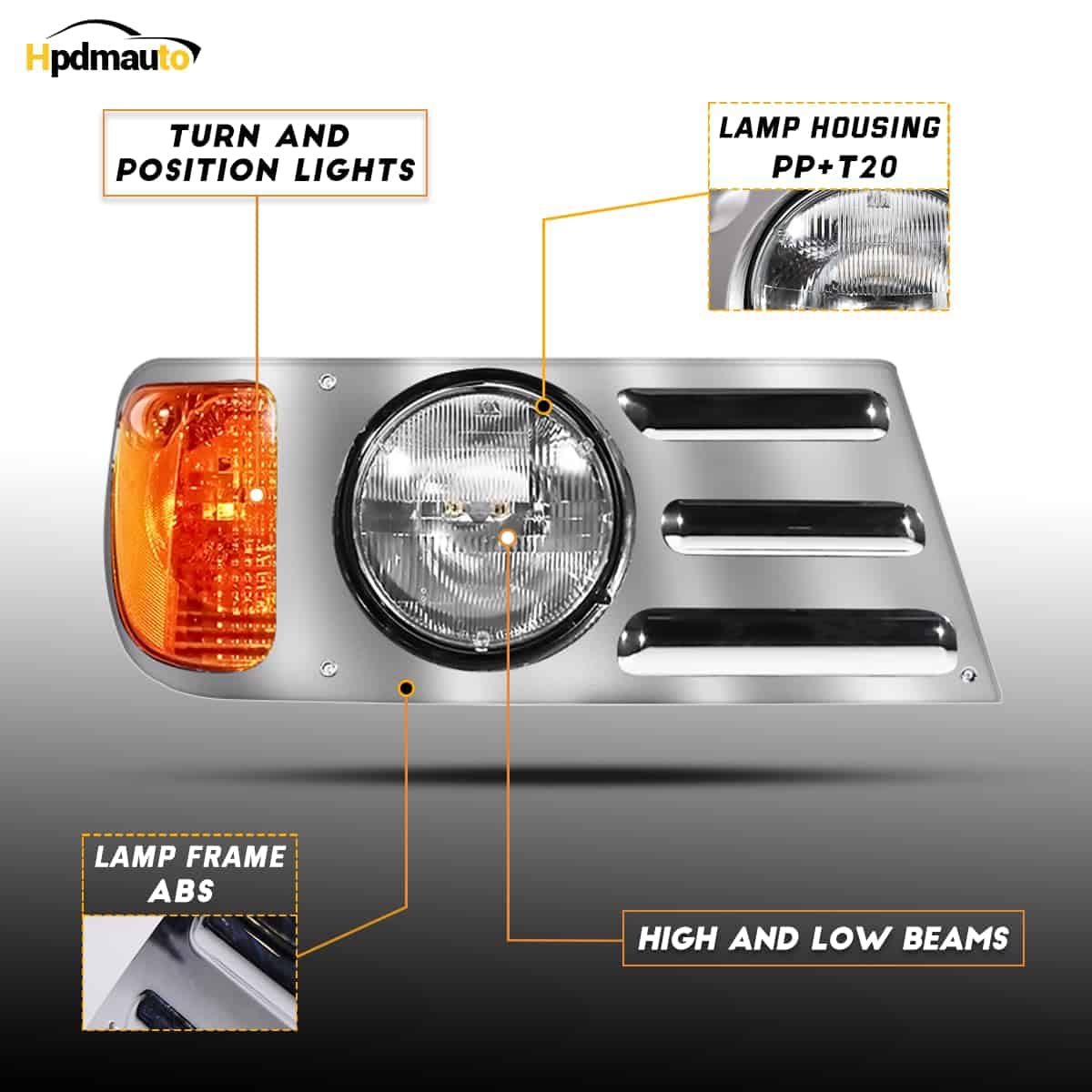 Faros Delanteros para Mack CV Repuesto Lado Derecho Cromado - Imagen 3