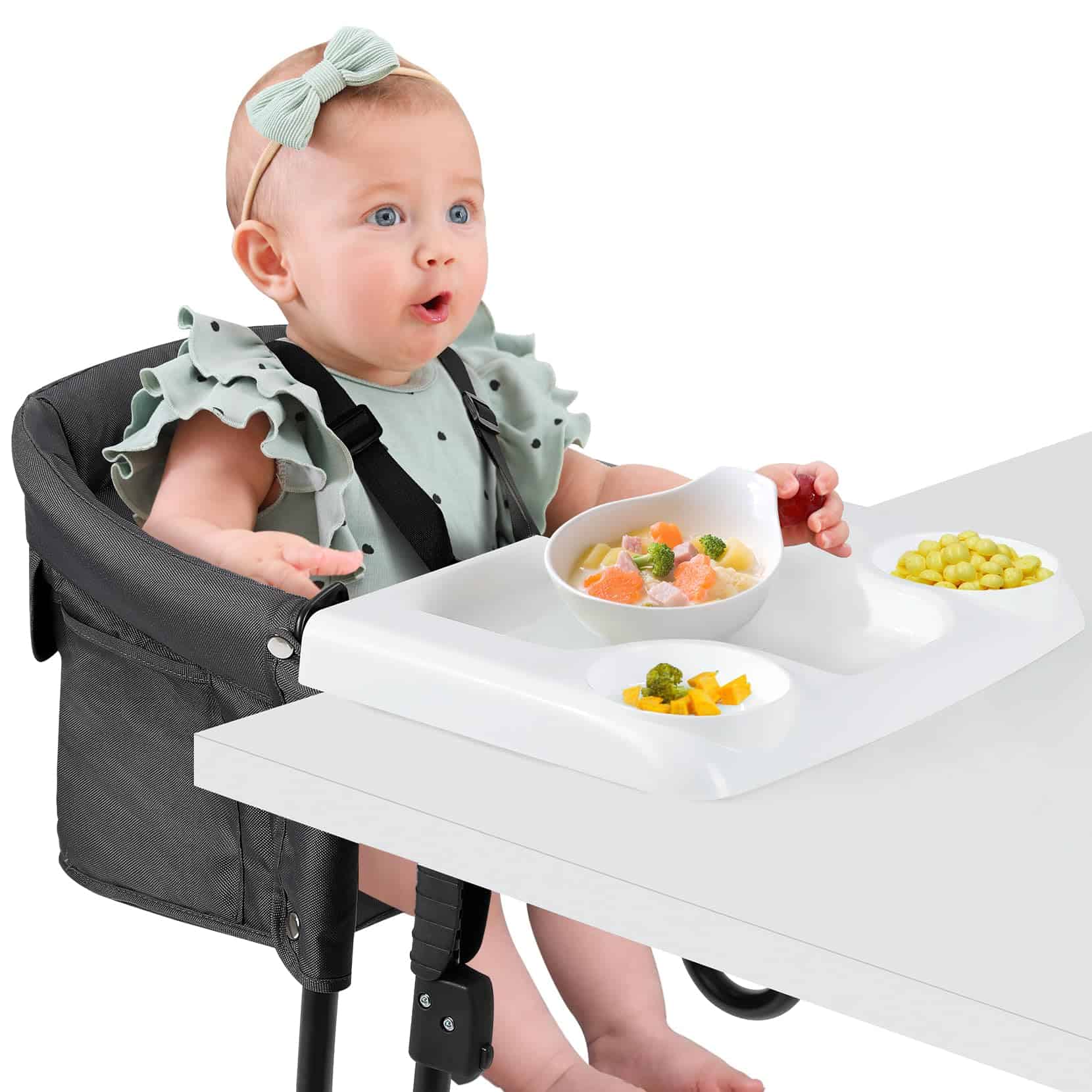 Silla de mesa para bebé con bandeja, segura silla alta que