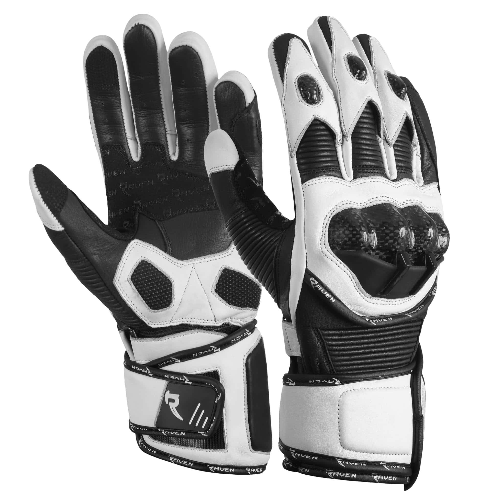Guantes de Moto RAVEN Storm (Blanco,Negro, Talla S para