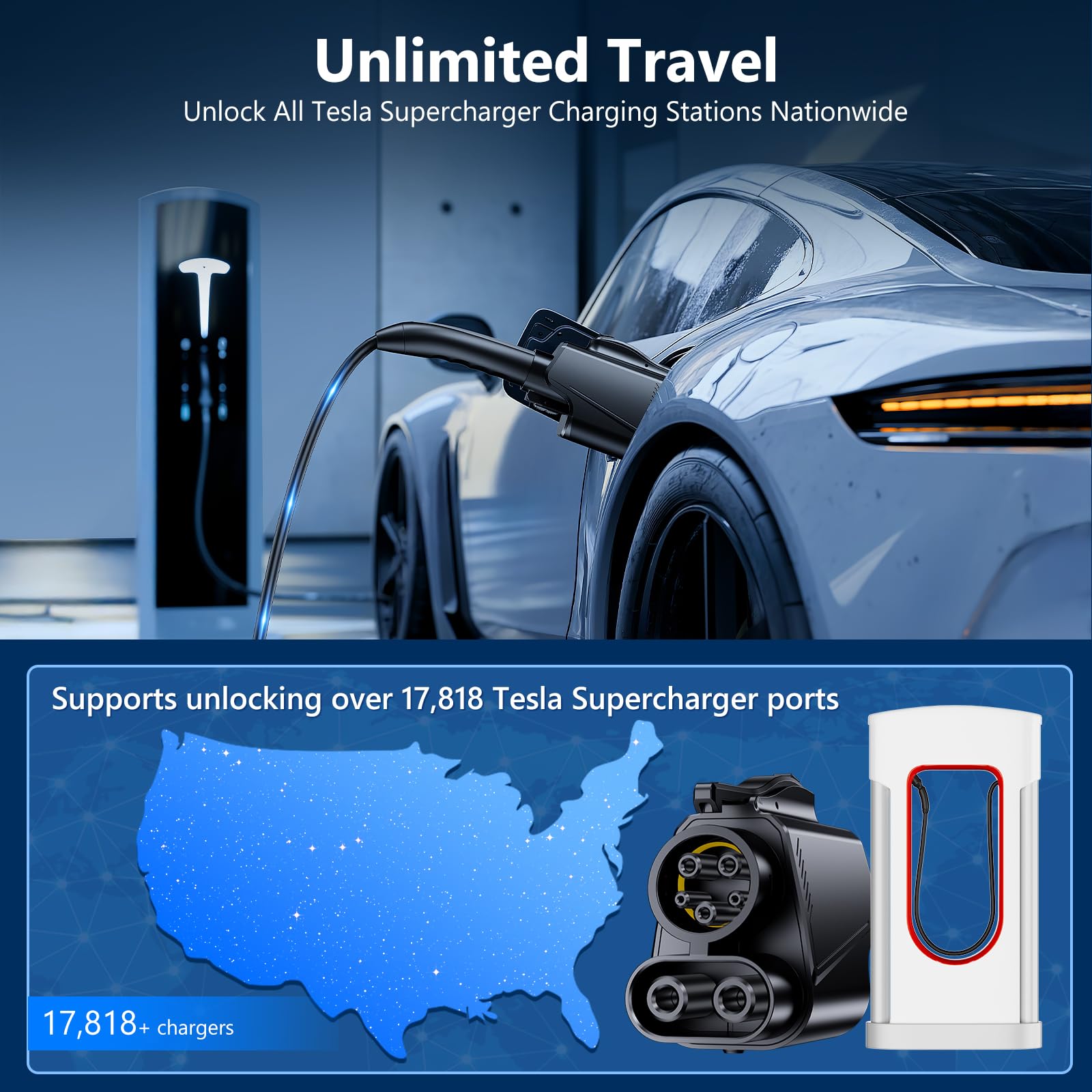 Adaptador de carga NACS a CCS1 de LWbrazl, Supercharger de - Imagen 5