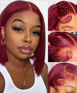 Pelucas de Encaje Borgoña de Cabello Humano 99j Bob Peluca