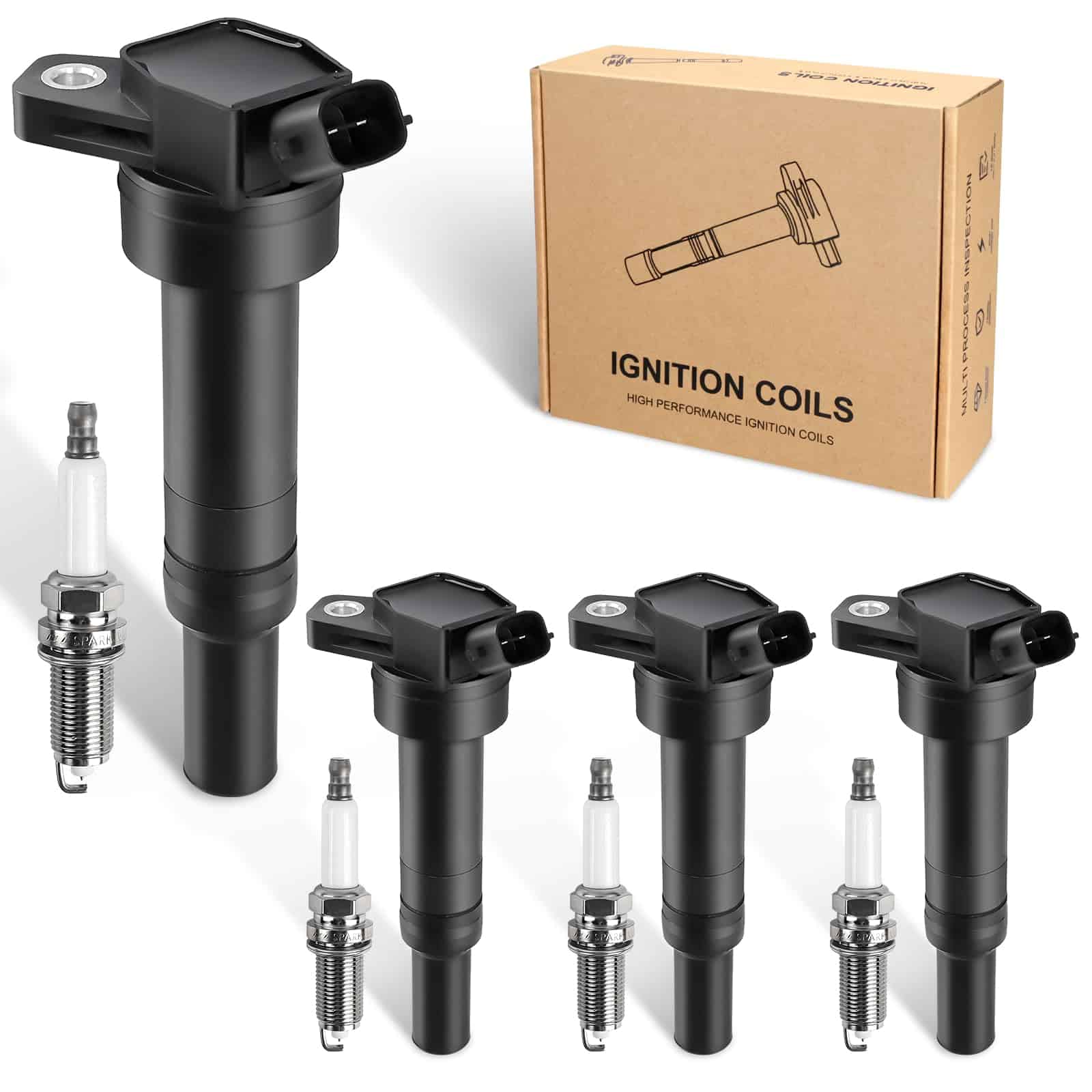 4pcs Bobina de Encendido & Bujía Compatible con 1.8L 2.0L