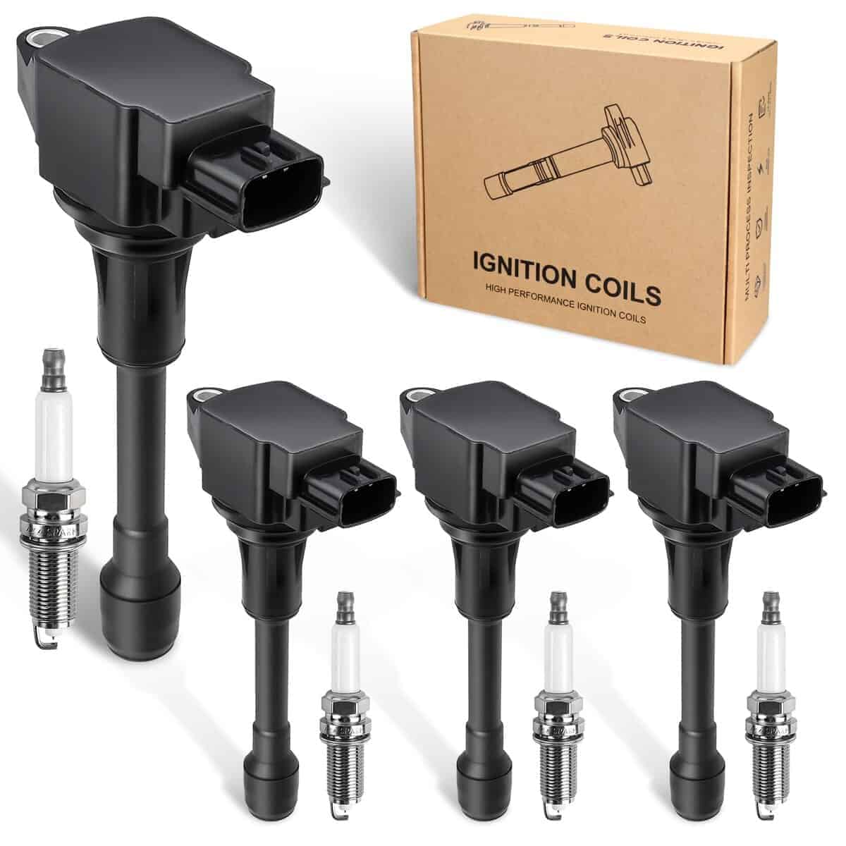 Paquete de 4 Bobinas de Encendido y Bujía Compatible con