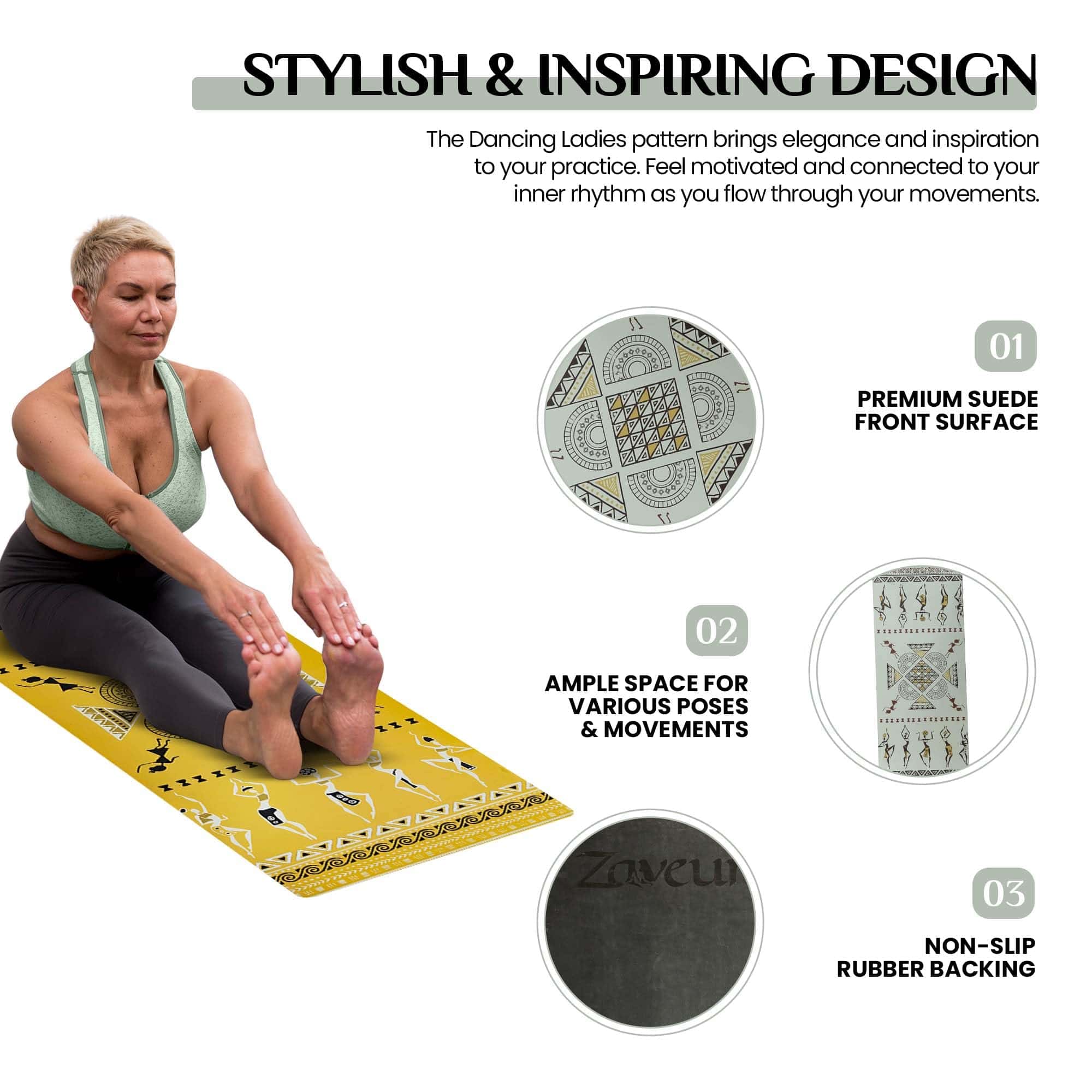 Tapete de Yoga de Ante Zaveur Dancing Ladies - 27" W x 72" - Imagen 4