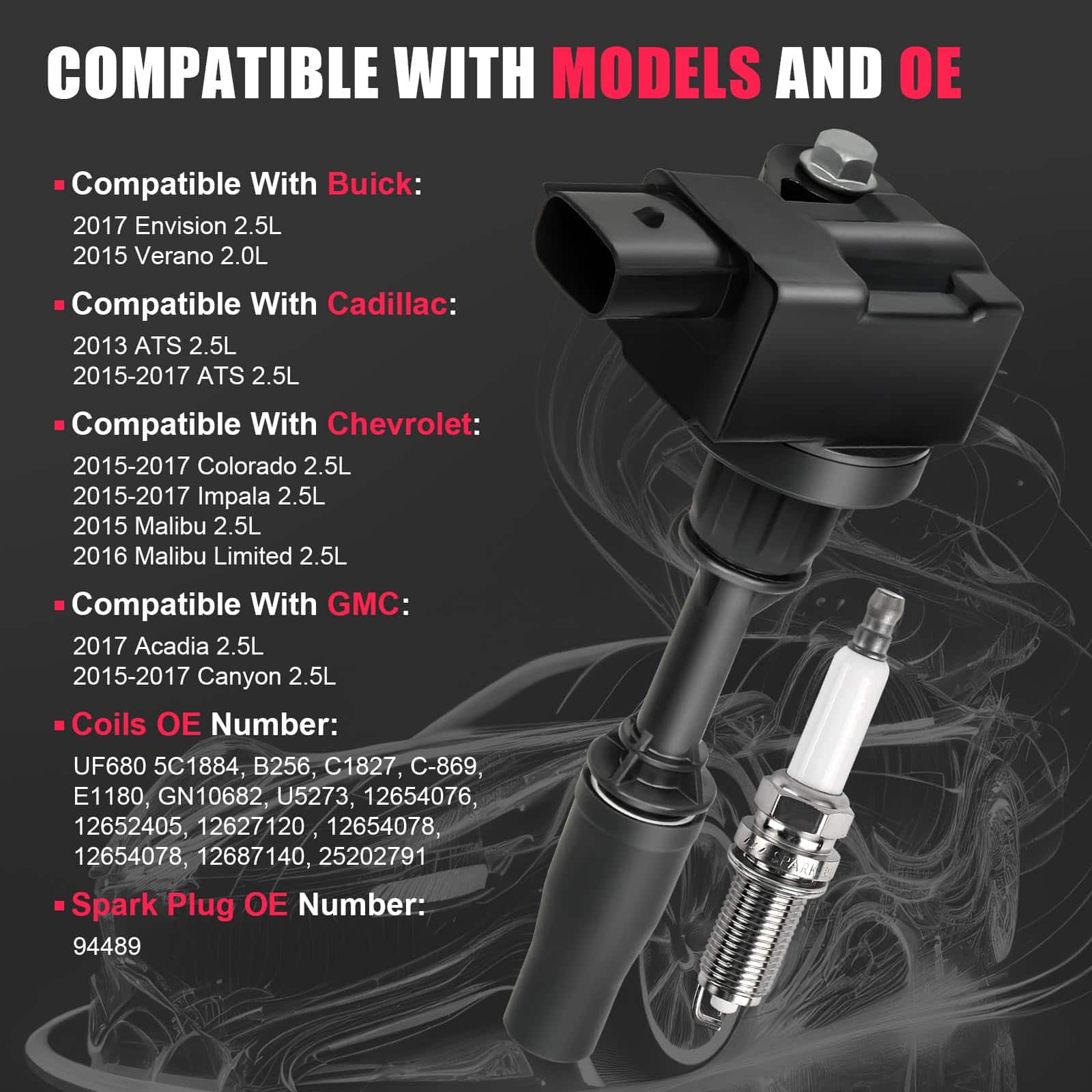 Conjunto de 4 bobinas de encendido y bujías para Buick - Imagen 8