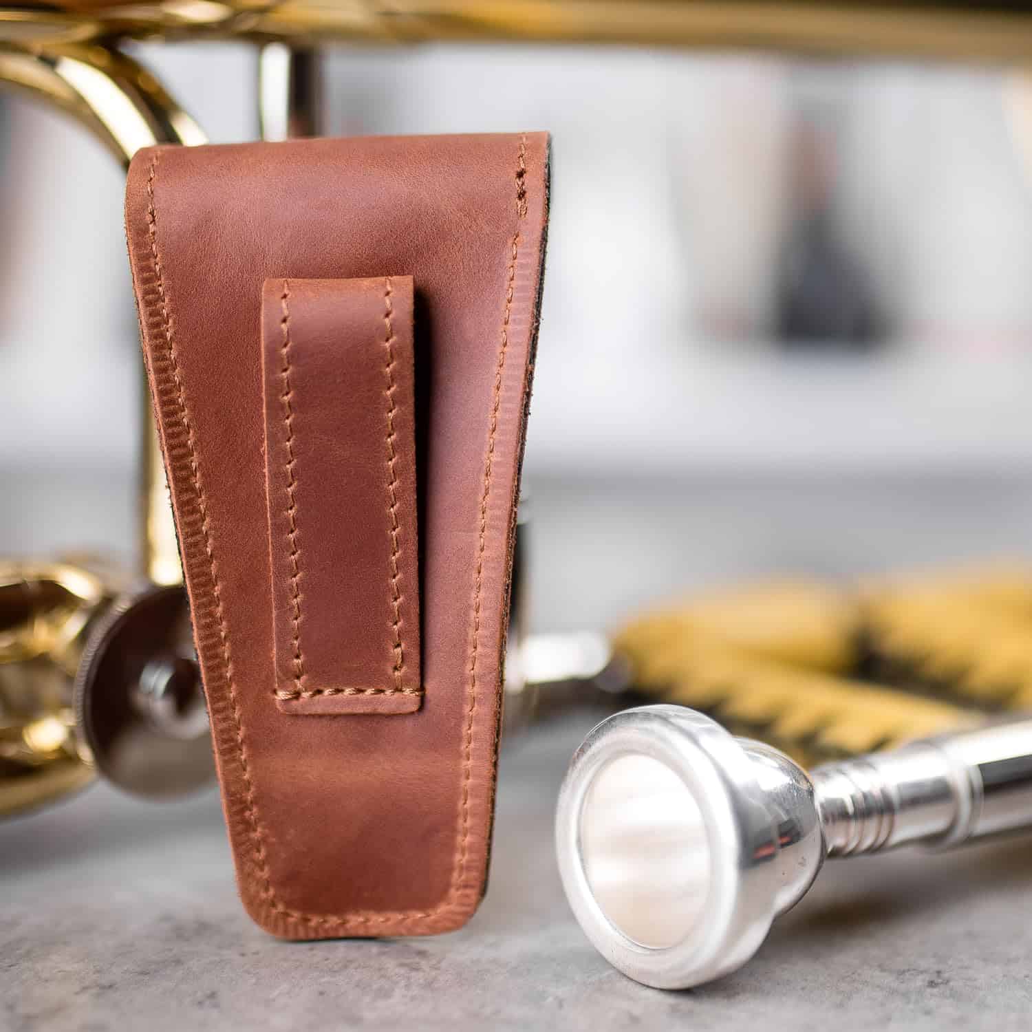 Porta boquilla de trombón/eufonio. Estuche de cuero genuino - Imagen 5