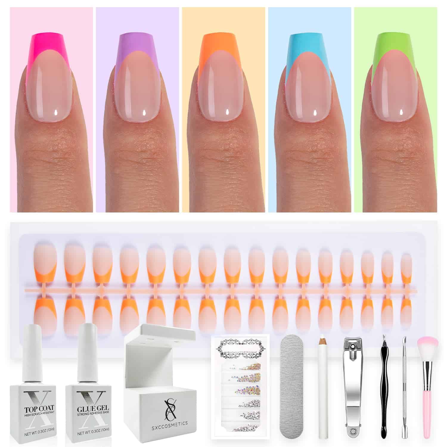 SXC Cosmetics X-Pro Tips French Tip Press On Nails - Serie