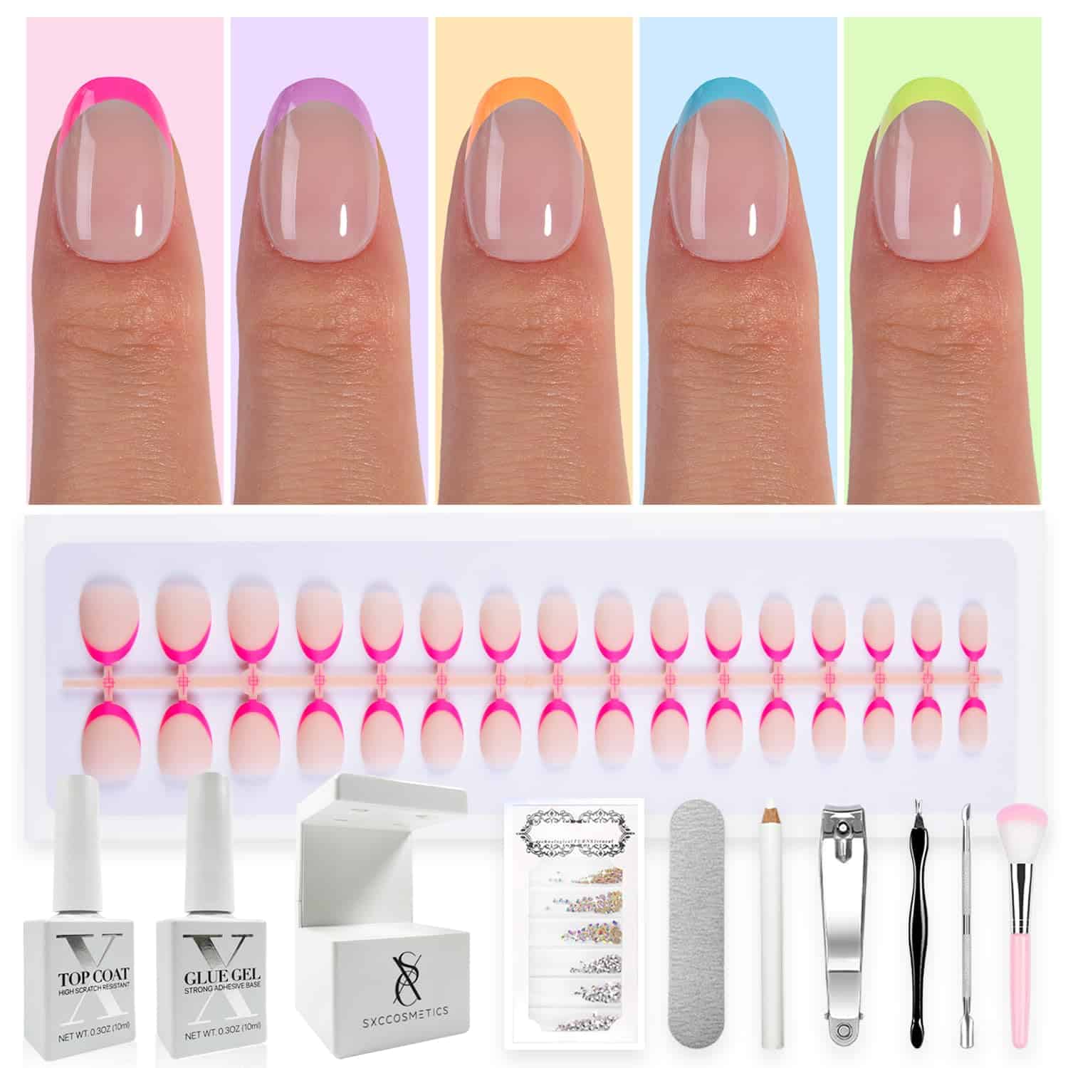 Uñas postizas de punta francesa SXC Cosmetics X-Pro Tips -