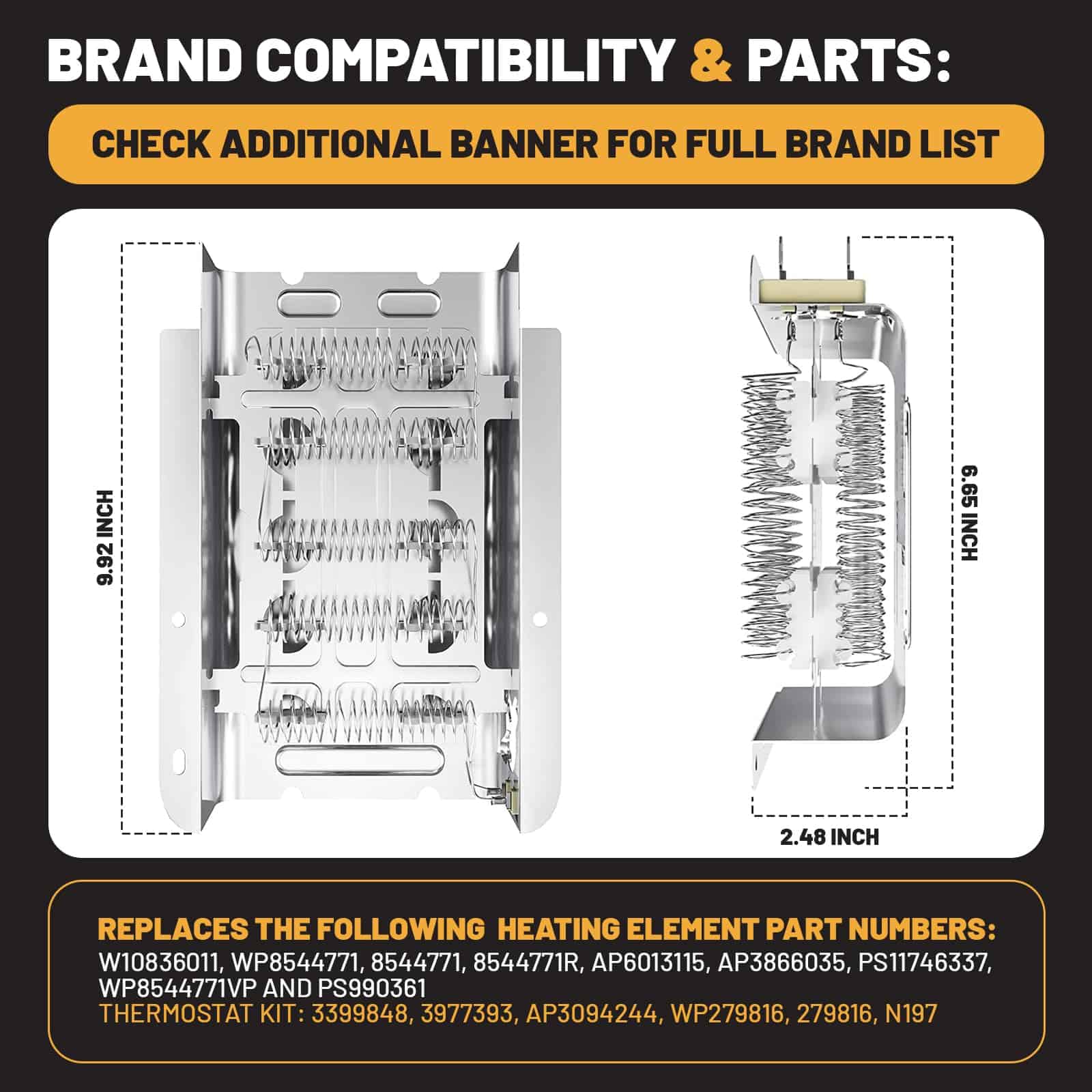 Elemento Calefactor de Secadora, Kit de Termostato 279838, - Imagen 6