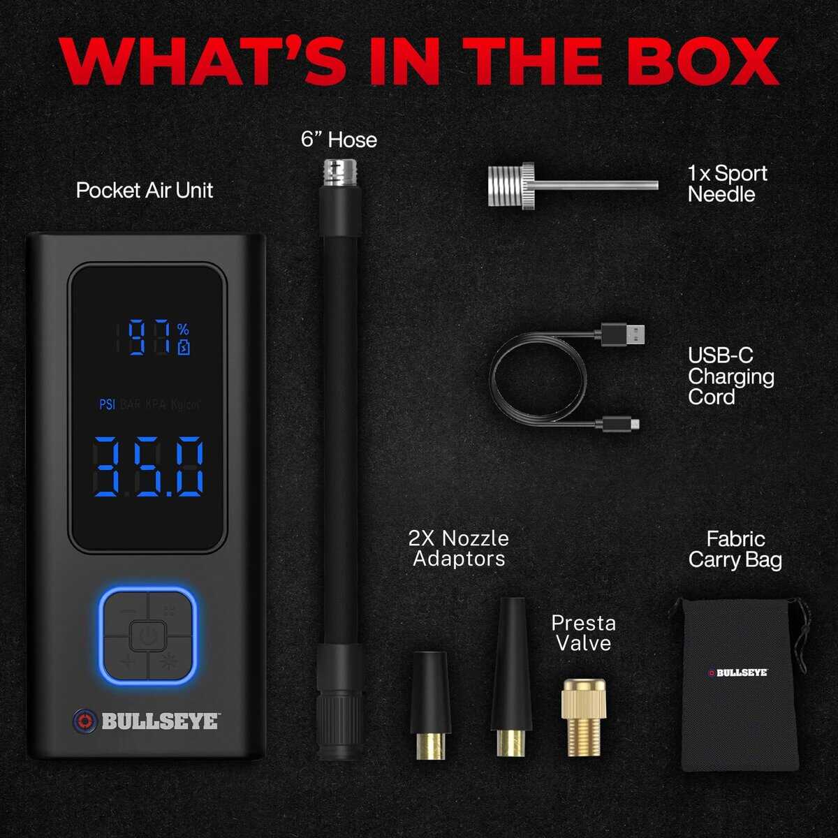Inflador de neumáticos portátil POCKET AIR por Bullseye Pro - Imagen 7