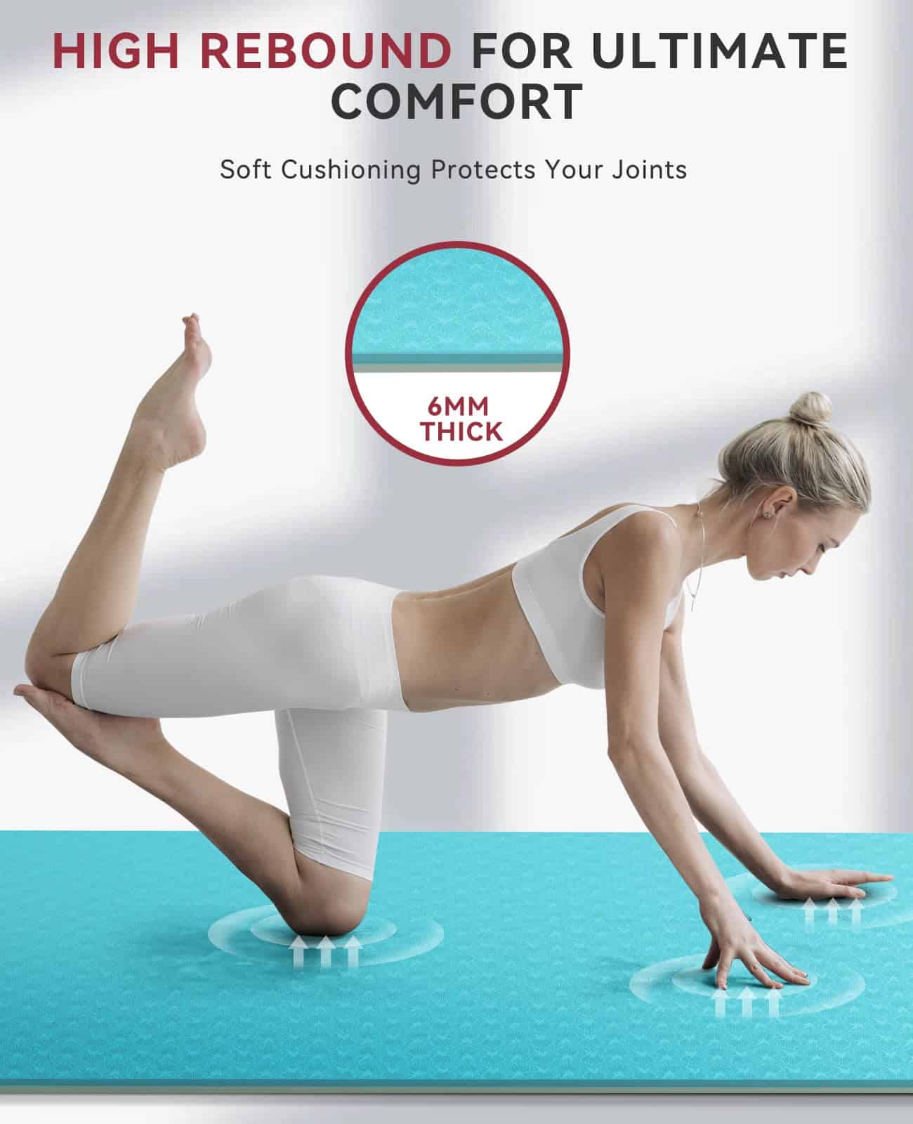 Tapete de Yoga Grande HAPBEAR - 72"x36"x6mm -Turquesa/Verde - Imagen 5