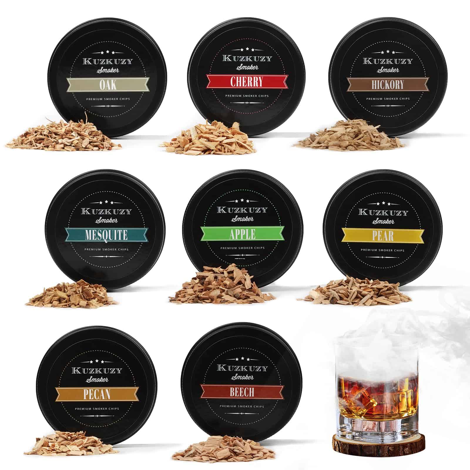 Paquete de variedad de virutas de madera para ahumar