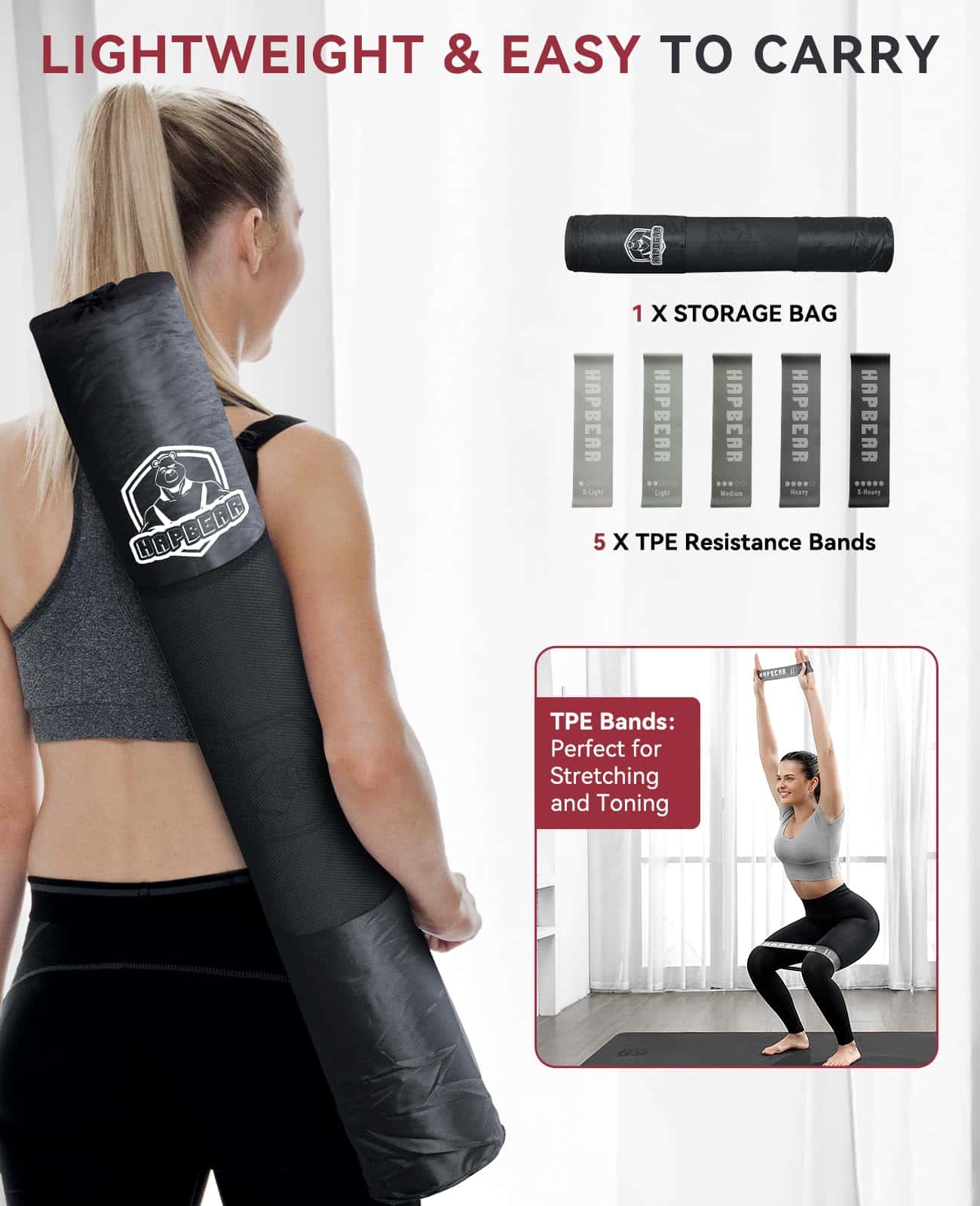 Tapete Grande de Yoga HAPBEAR - 72"x36"x6mm (1/4 pulgadas), - Imagen 8