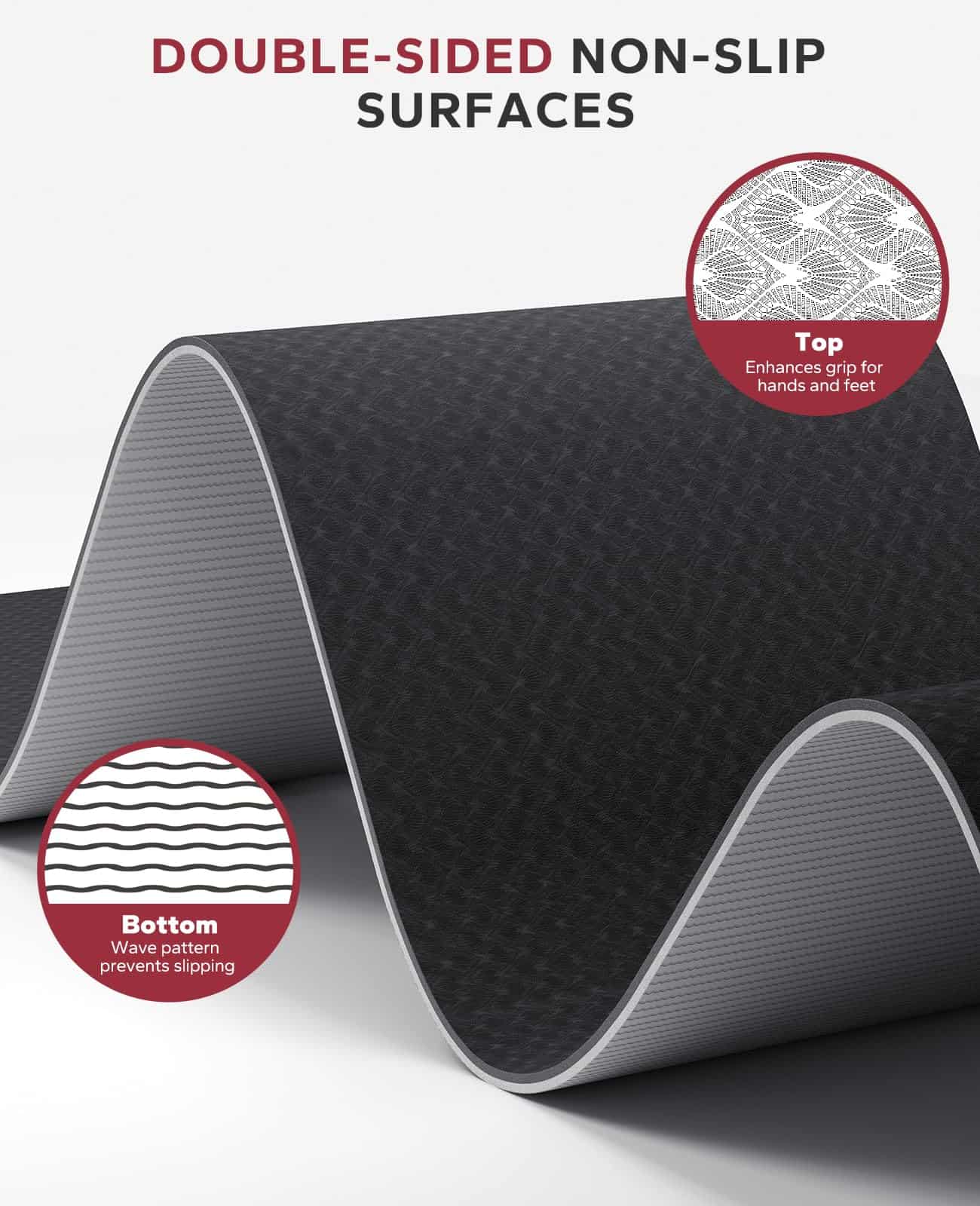 Tapete Grande de Yoga HAPBEAR - 72"x36"x6mm (1/4 pulgadas), - Imagen 4