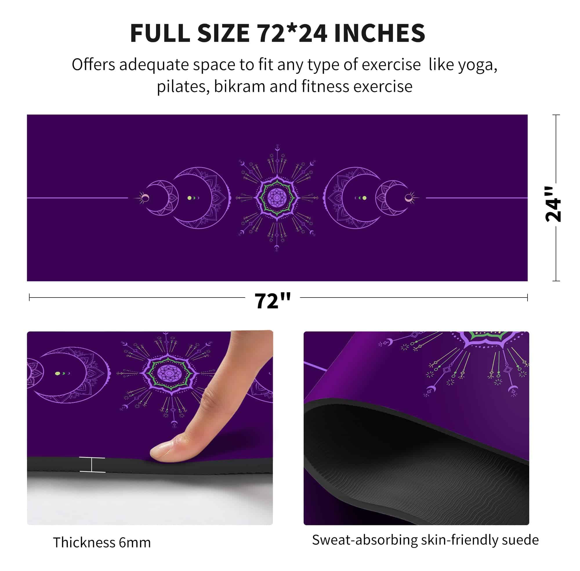 Tapete de Yoga Estampado Extra Grueso TPE -Púrpura - Imagen 4