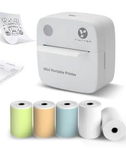 Impresora Mini Yiwater con 5 Rollos de Etiquetas y Papel