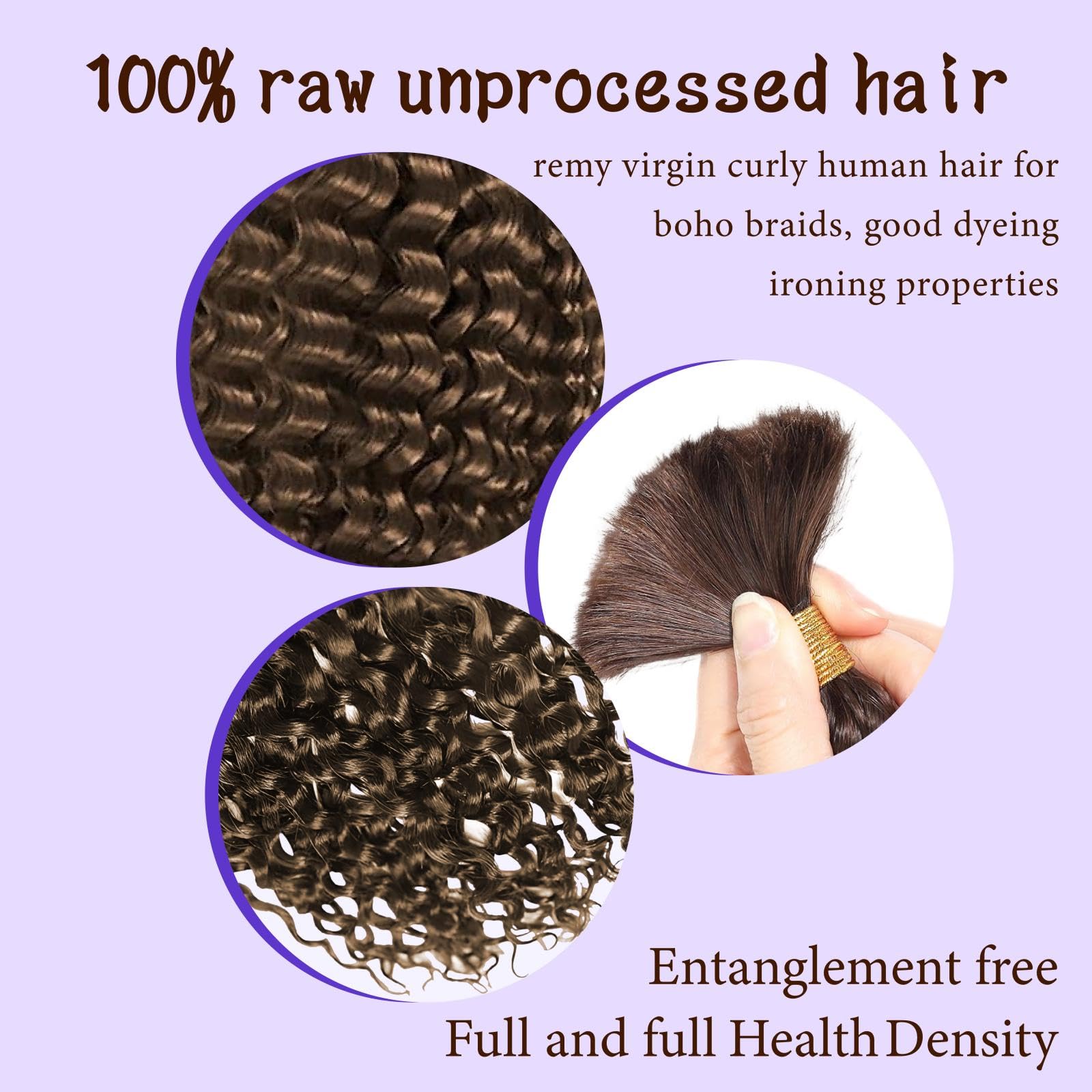 #4 Cabello Humano para Trenzas Boho 16 Pulgadas Cabello - Imagen 4