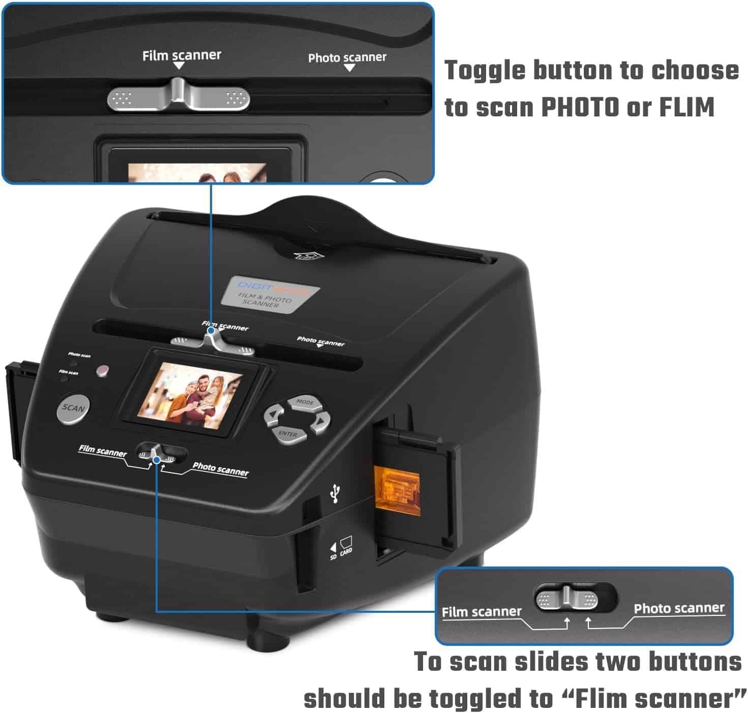 Eyesen Escáner de Fotos y Diapositivas con pantalla LCD de - Imagen 6