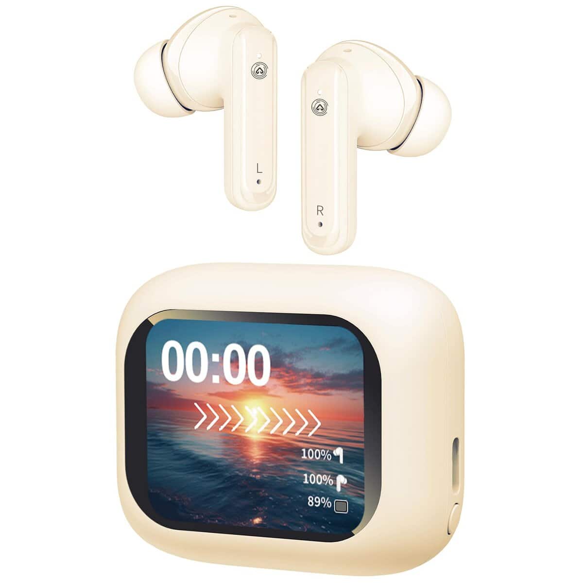 UMEGET Audífonos inalámbricos con pantalla táctil LCD de