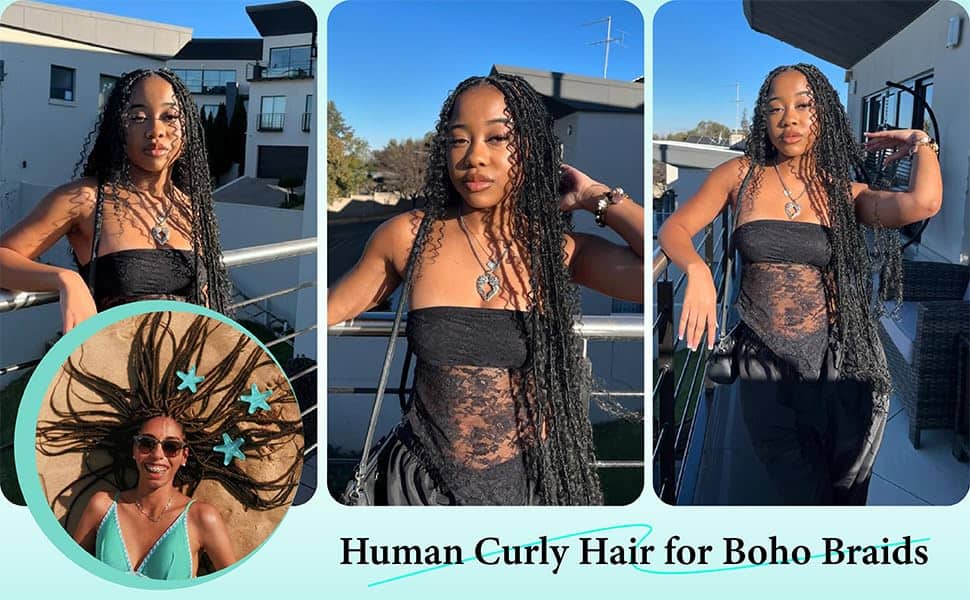 Cabello Humano para Trenzas Boho 22 Pulgadas Cabello Boho - Imagen 8