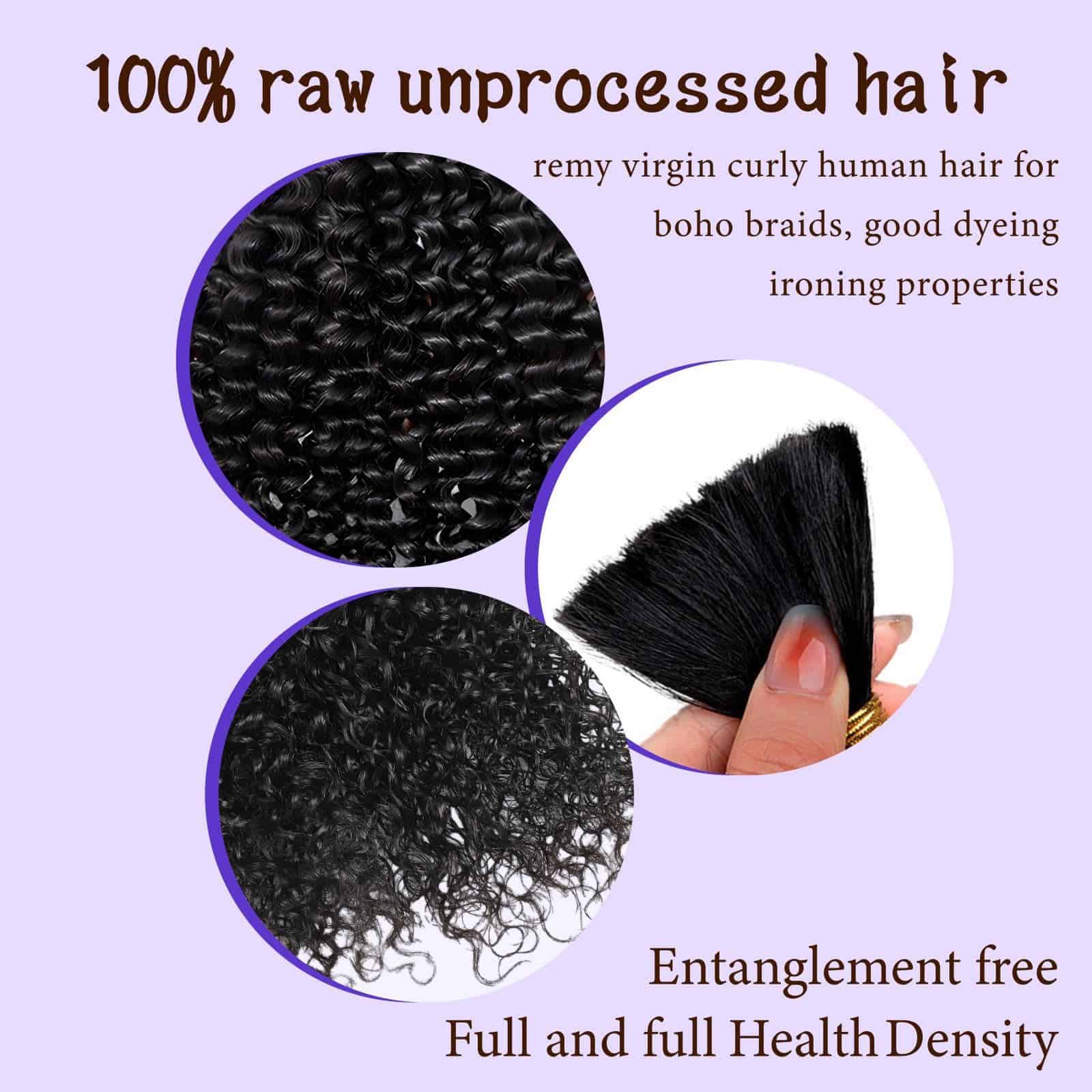 Cabello Humano para Trenzas Boho 22 Pulgadas Cabello Boho - Imagen 4