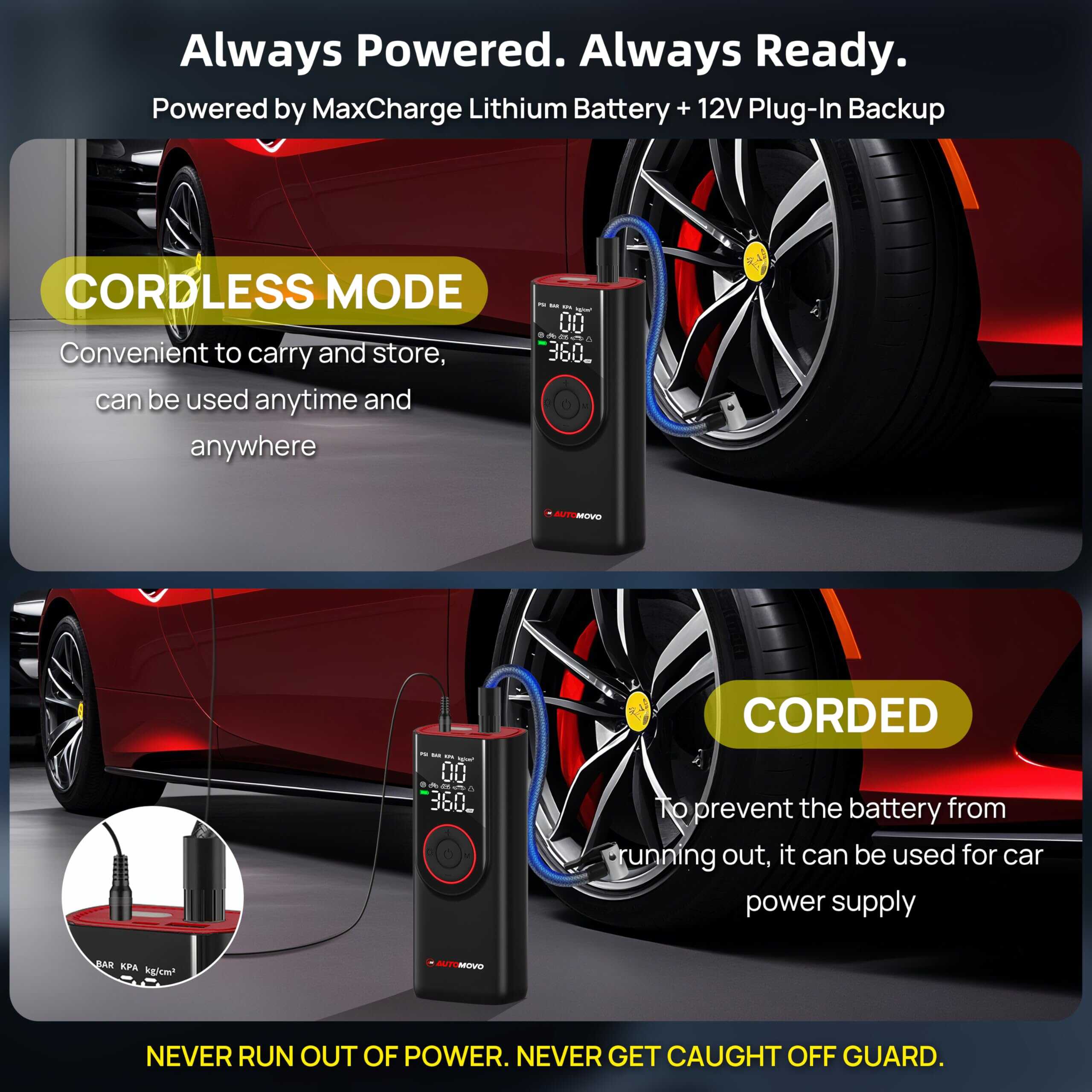 Inflador de neumáticos AUTOMOVO compresor de aire portátil - Imagen 7