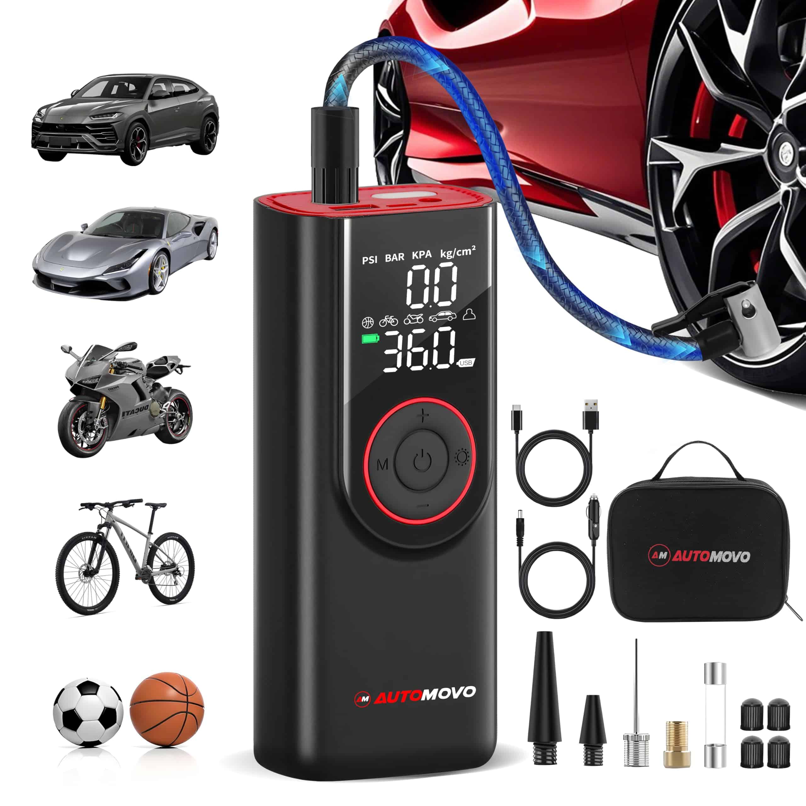Inflador de neumáticos AUTOMOVO compresor de aire portátil