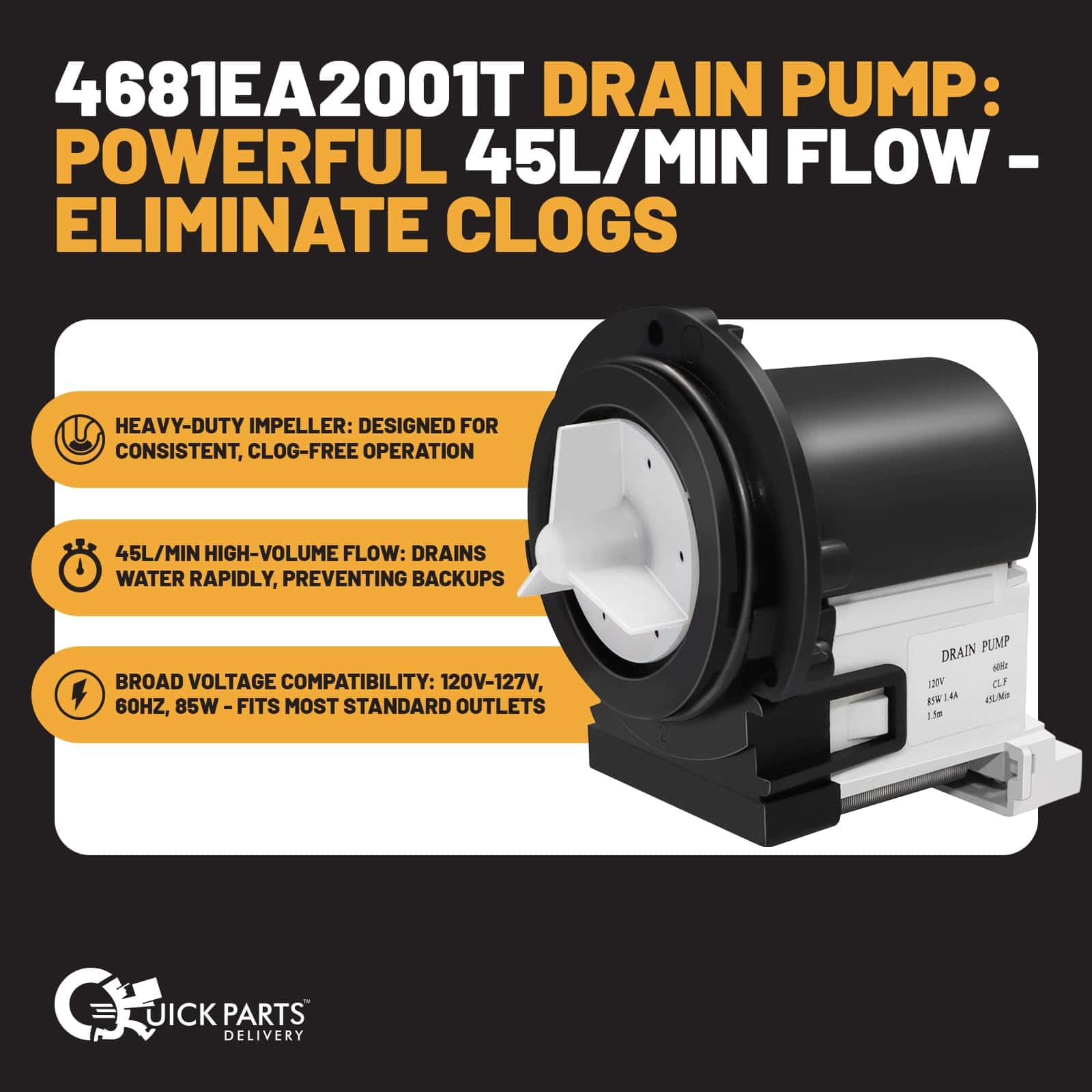 Bomba de Drenaje para Lavadora 4681EA2001T, Repuesto para - Imagen 7