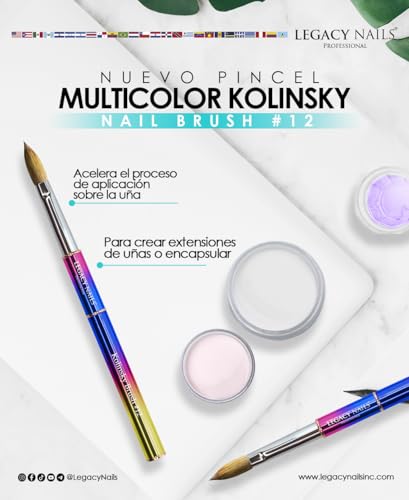 Brocha de uñas profesional Legacy Nails multicolor de pelo - Imagen 4