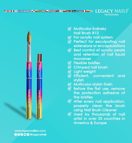 Brocha de uñas profesional Legacy Nails multicolor de pelo - Imagen 3