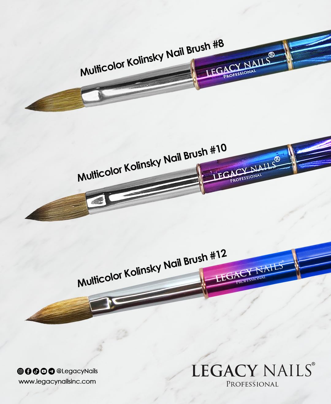 Brocha de uñas profesional Legacy Nails multicolor de pelo - Imagen 6
