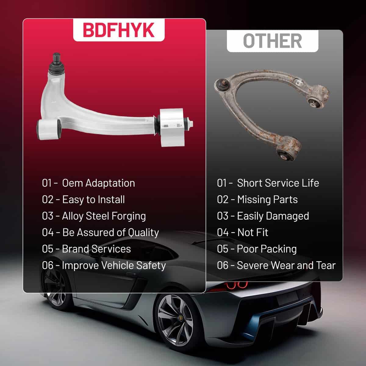 BDFHYK Brazo de Control Inferior Derecho Delantero 1 pieza, - Imagen 7