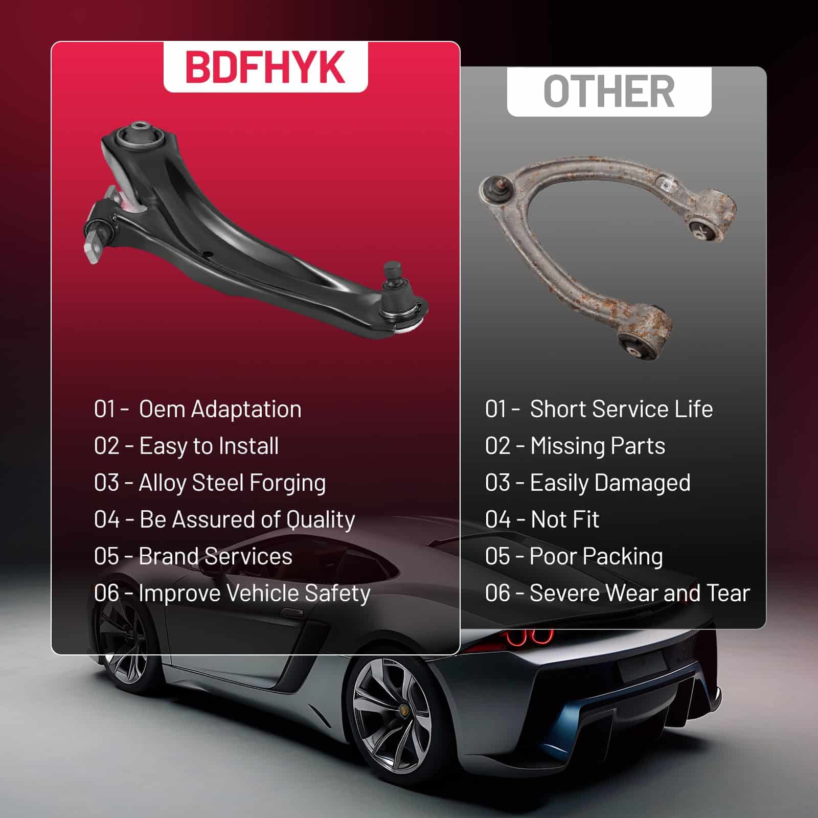 BDFHYK Brazo de Control Inferior Delantero 2 piezas, con - Imagen 7