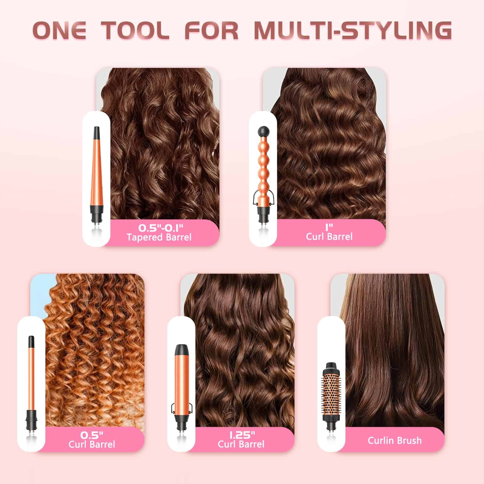 Rizadores de Pelo GSKY 5 en 1, Varita Rizadora de Pelo 5 - Imagen 3