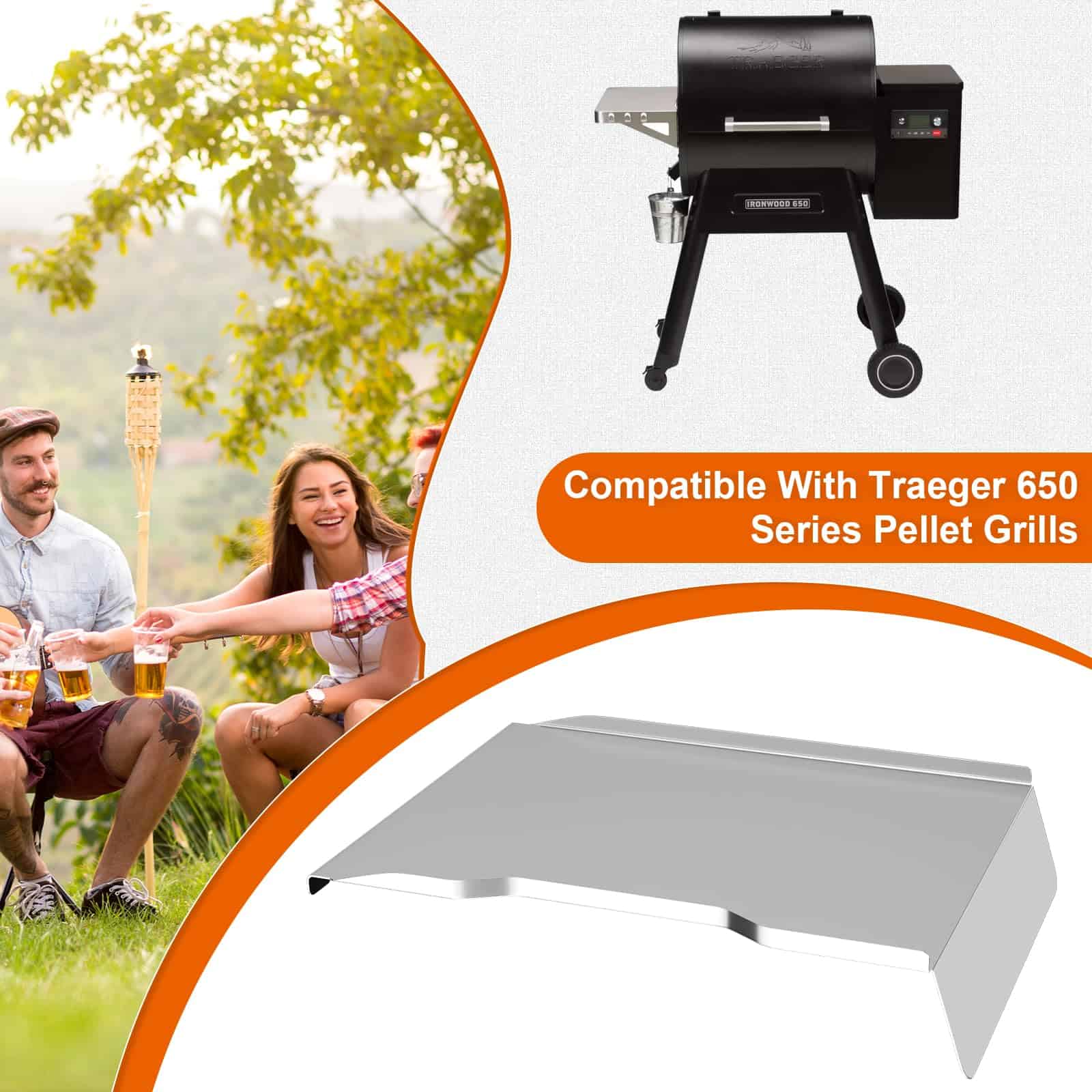 DELSbbq Bandeja de goteo y deflector térmico de reemplazo - Imagen 4