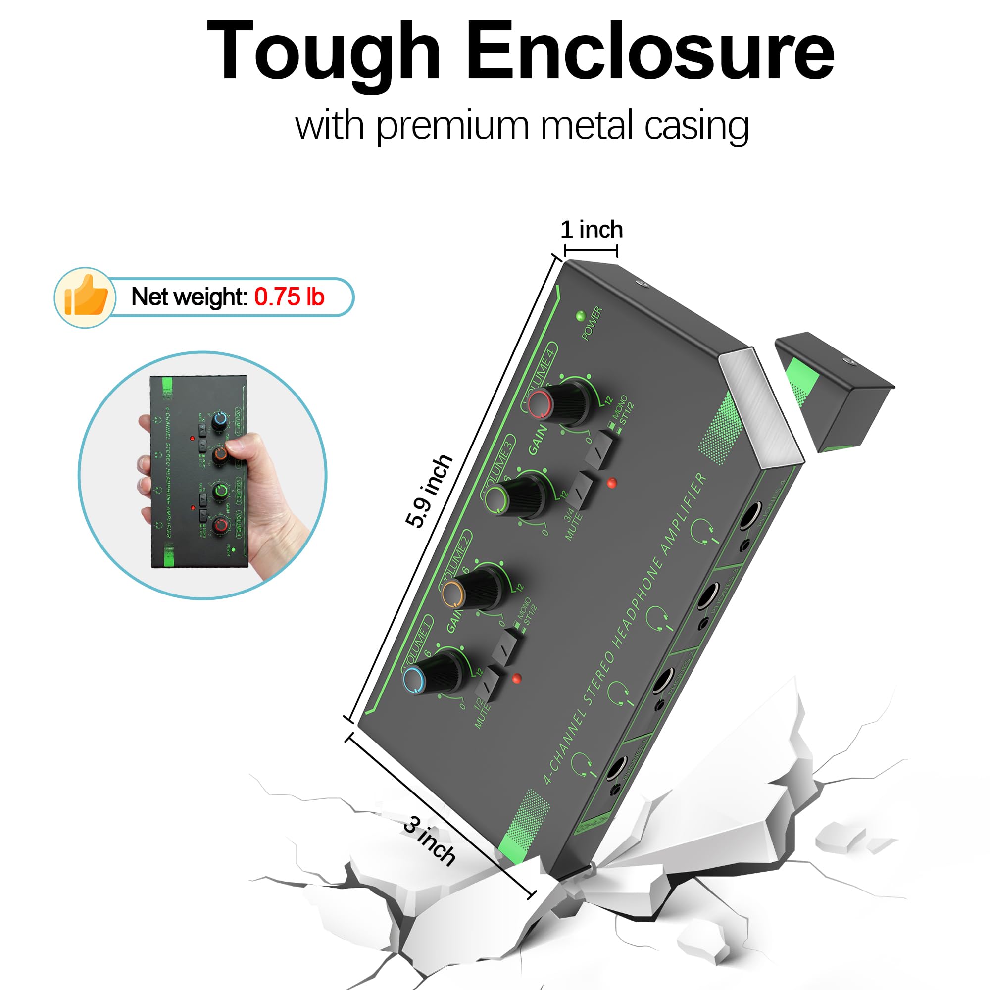 Amplificador de Auriculares de 4 Canales HOSONGIN, Divisor - Imagen 5
