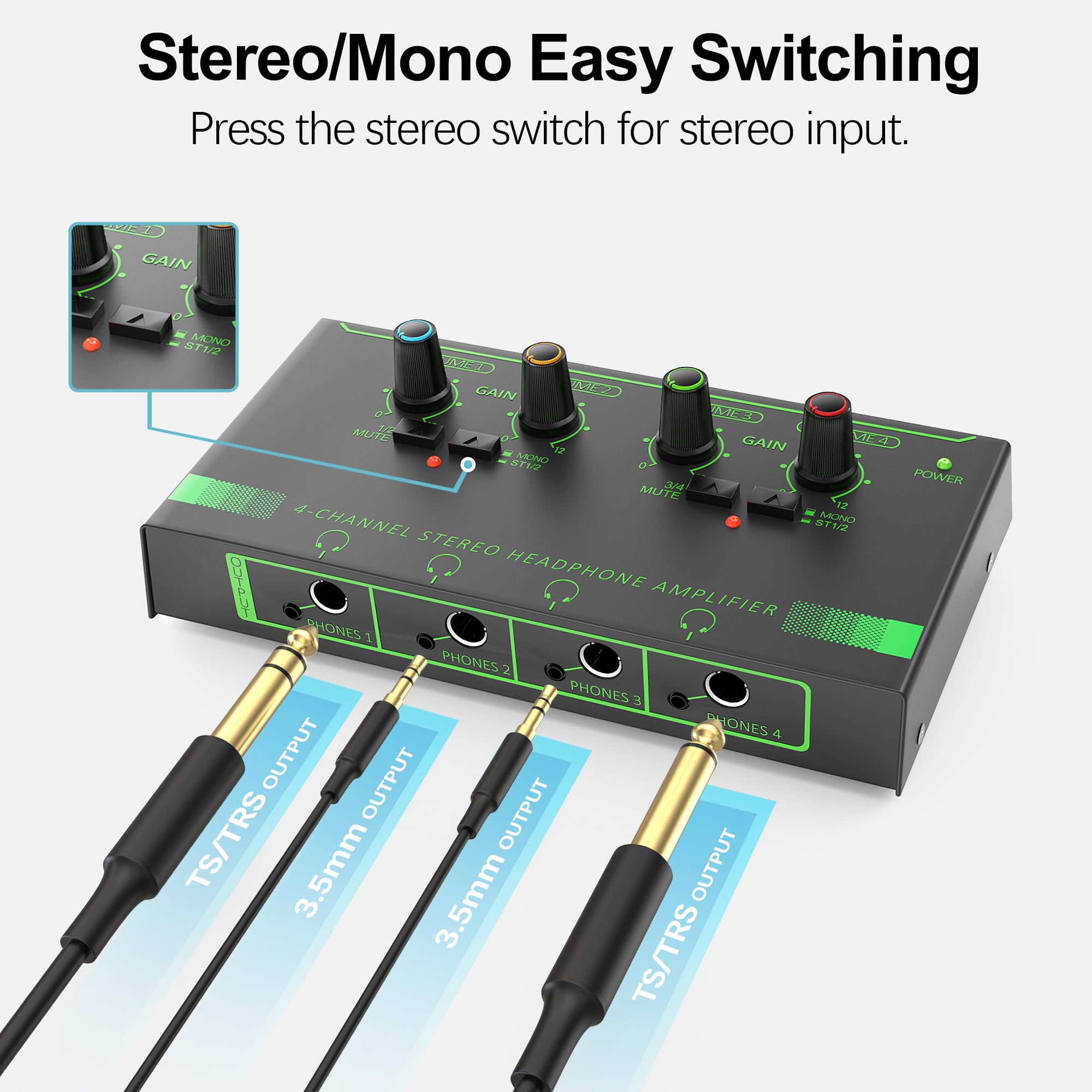 Amplificador de Auriculares de 4 Canales HOSONGIN, Divisor - Imagen 4