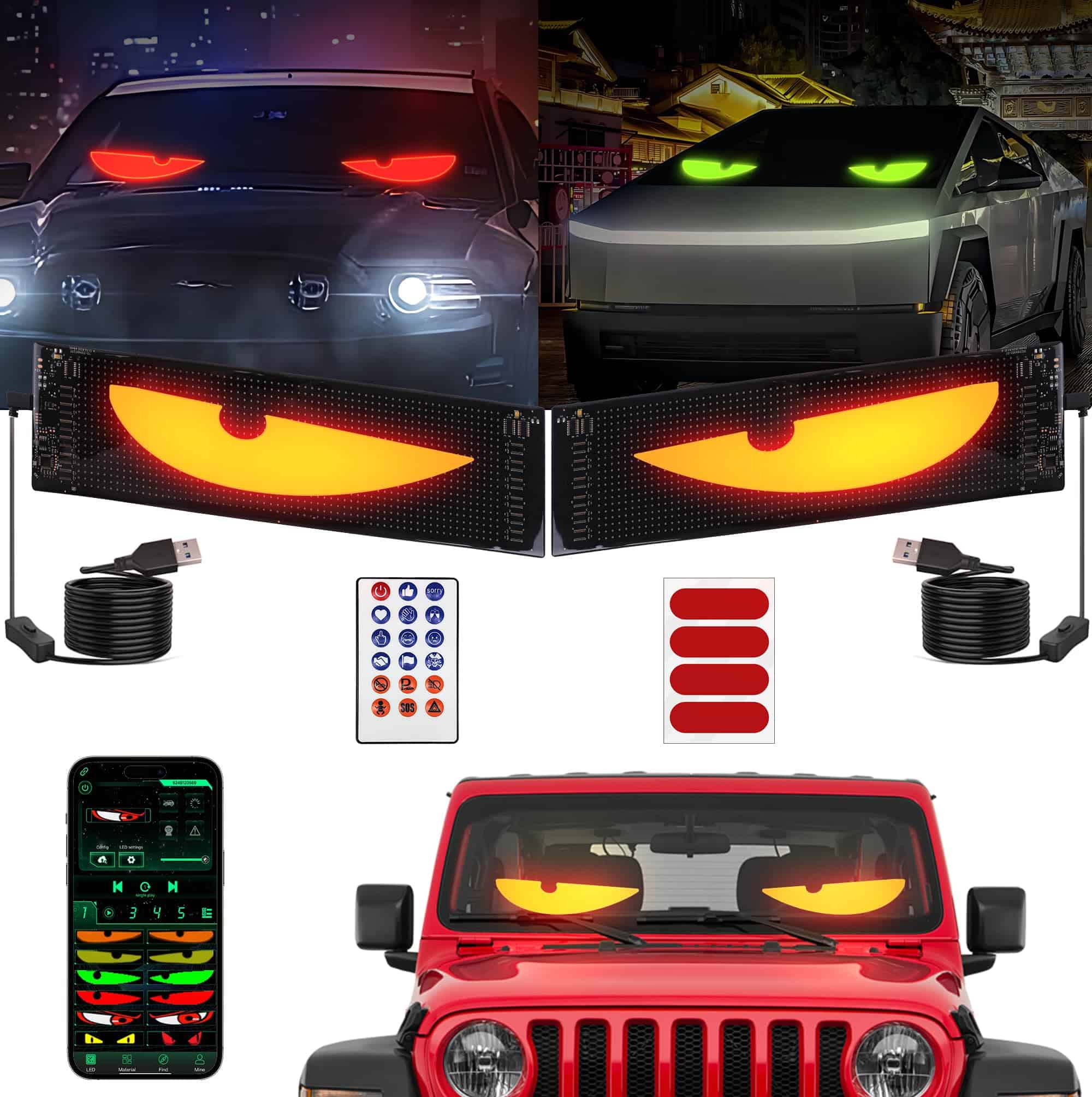 2PCS Luz de Ojos de Diablo para Coches, Ojos LED