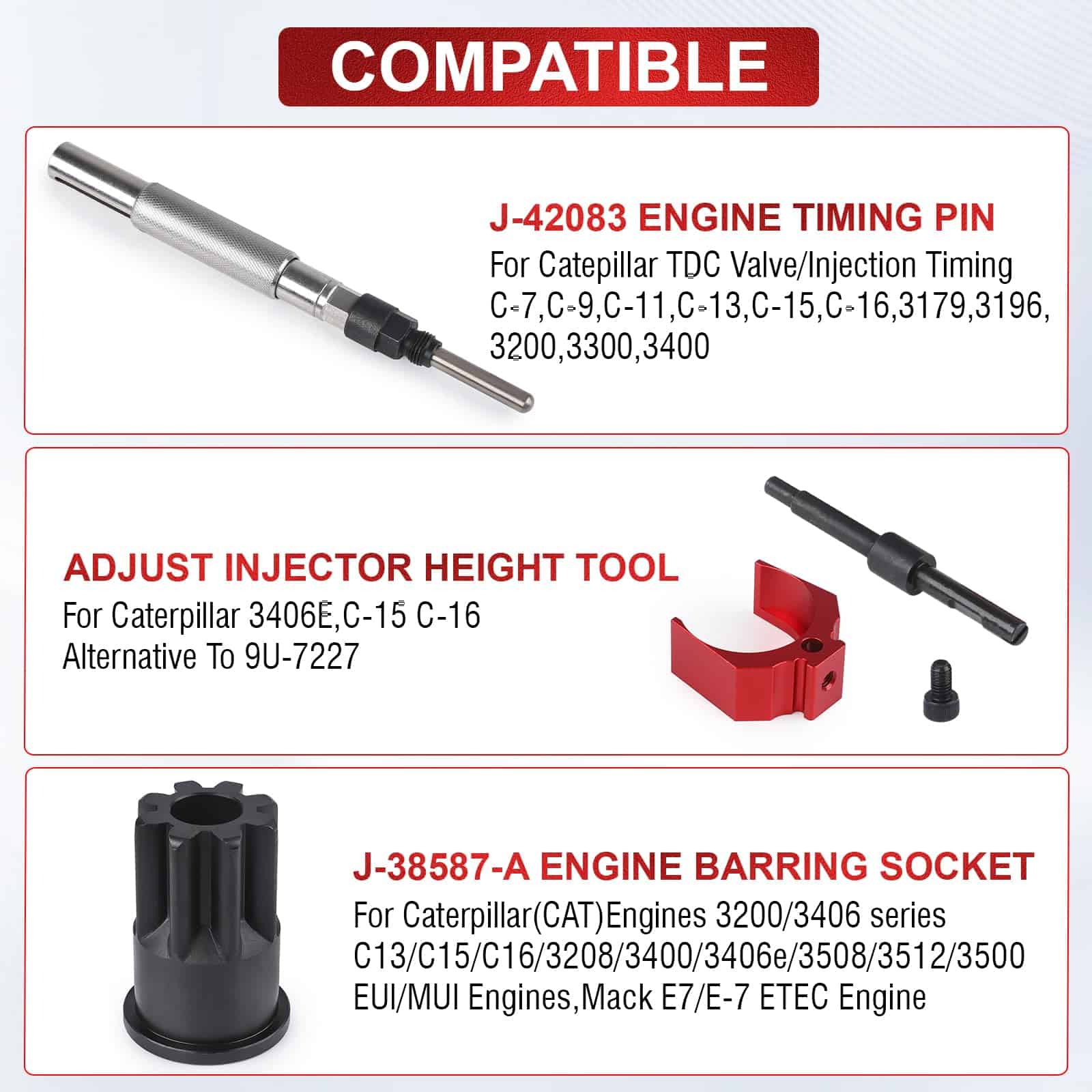 Kit de 3 Herramientas para Caterpillar, J-42083 Pasador de - Imagen 3