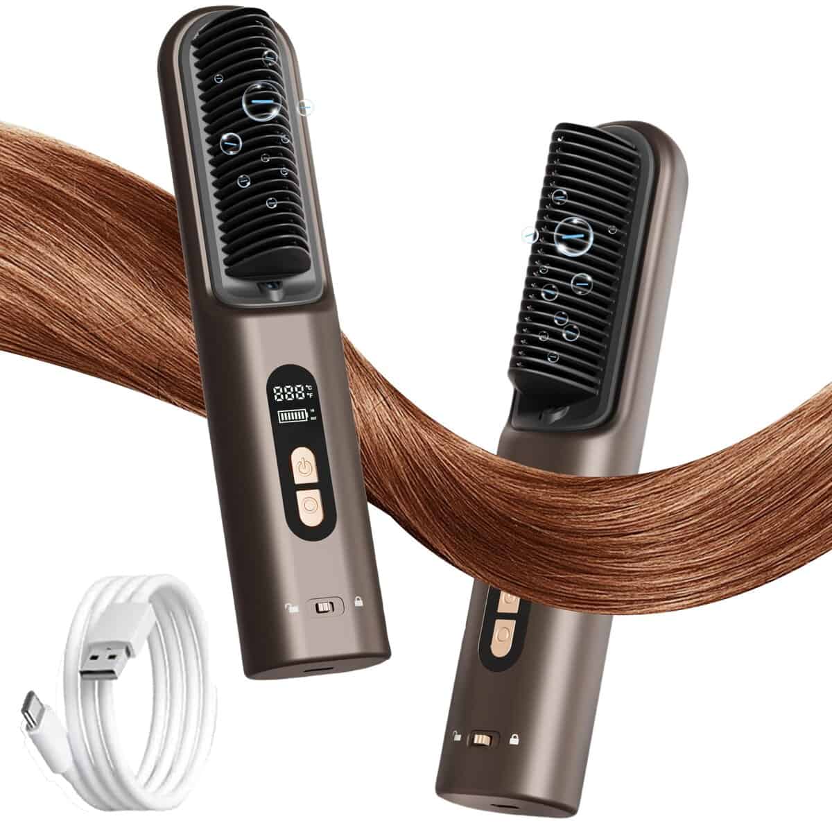 Cepillo Alisador Inalámbrico - Cepillo de Pelo Portátil