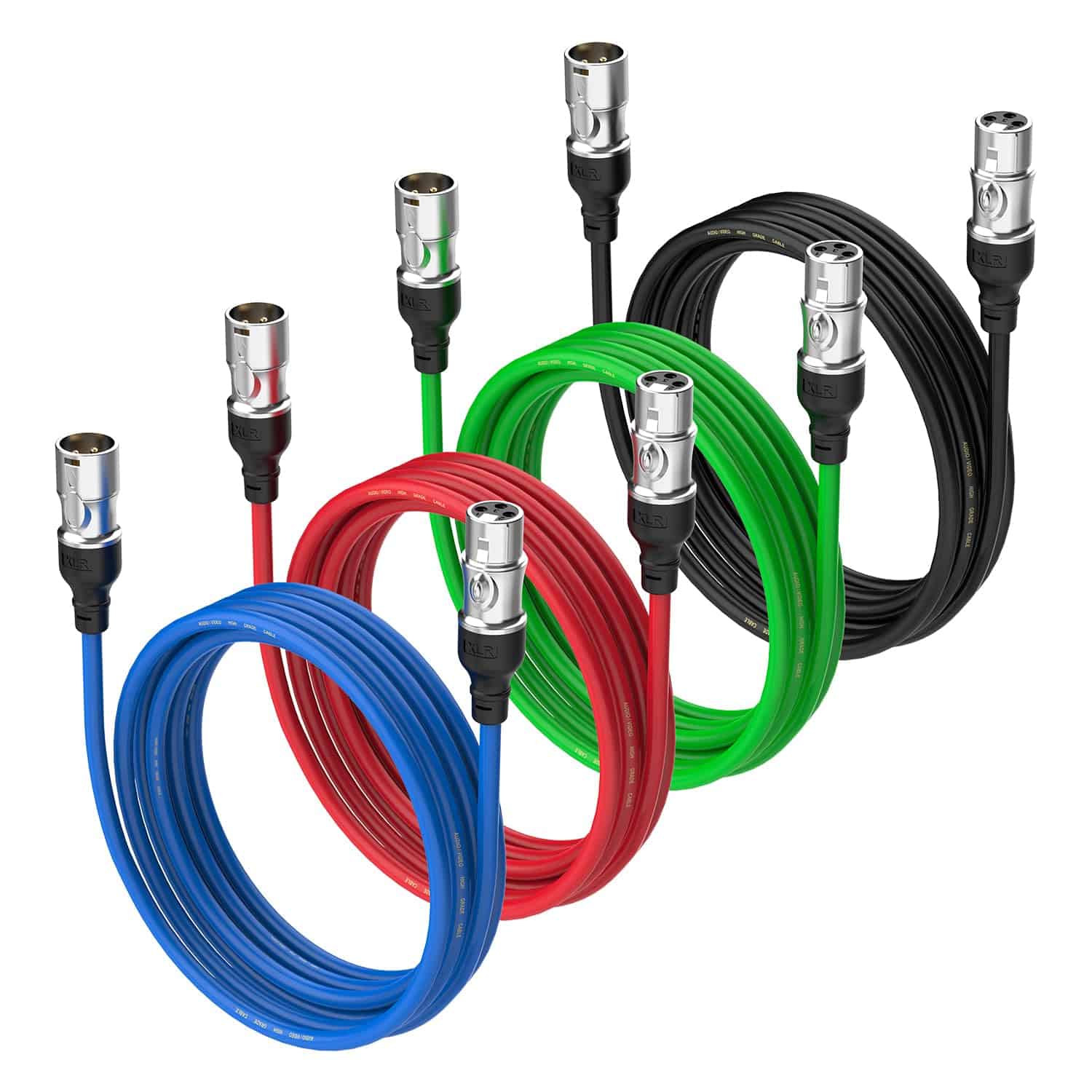 Cables XLR Zibee de 25 pies 4 unidades, Macho a Hembra
